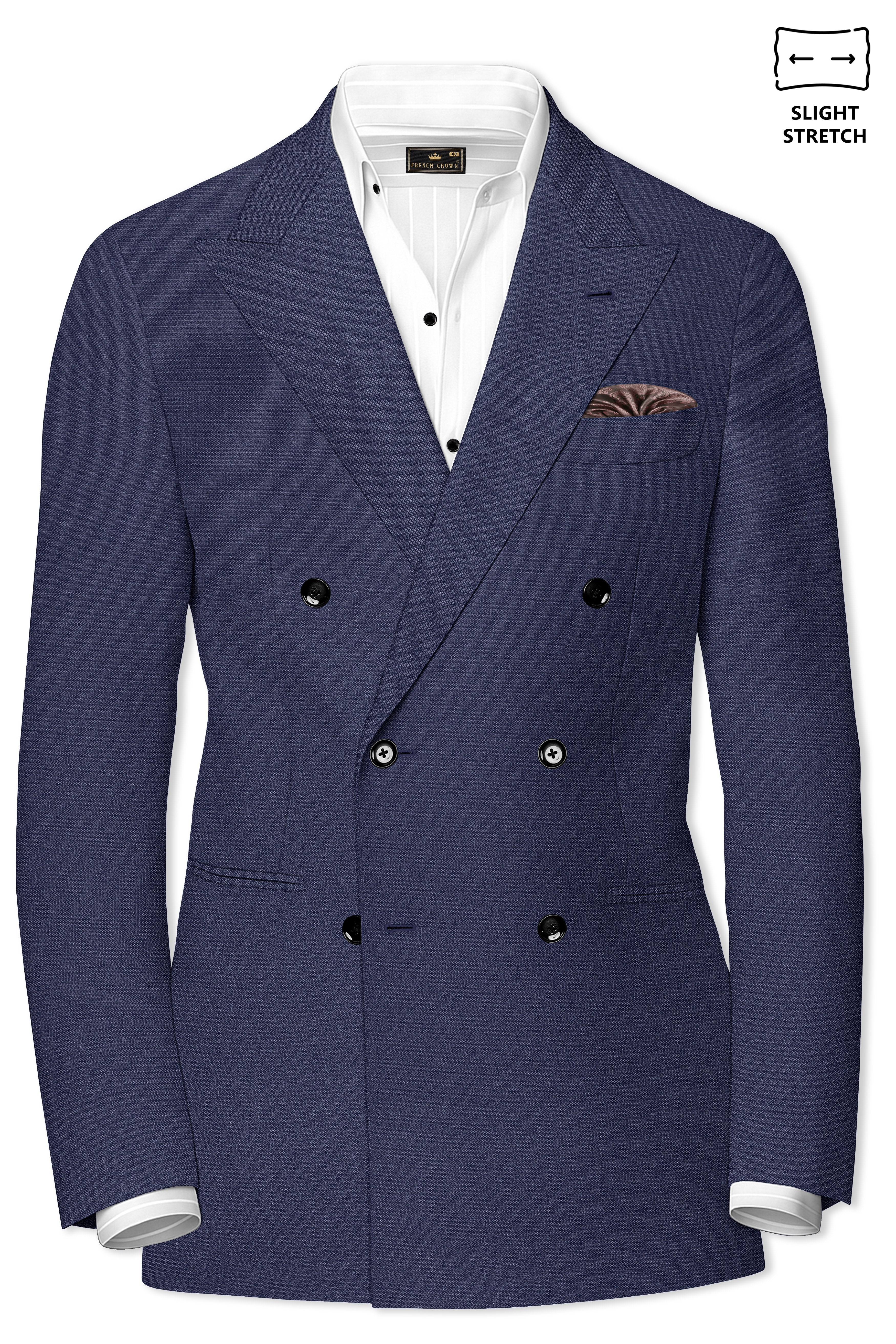 Noctis-Cinder Blue Diamond Textured Wool Rich Slight Stretch Double Breasted Suit