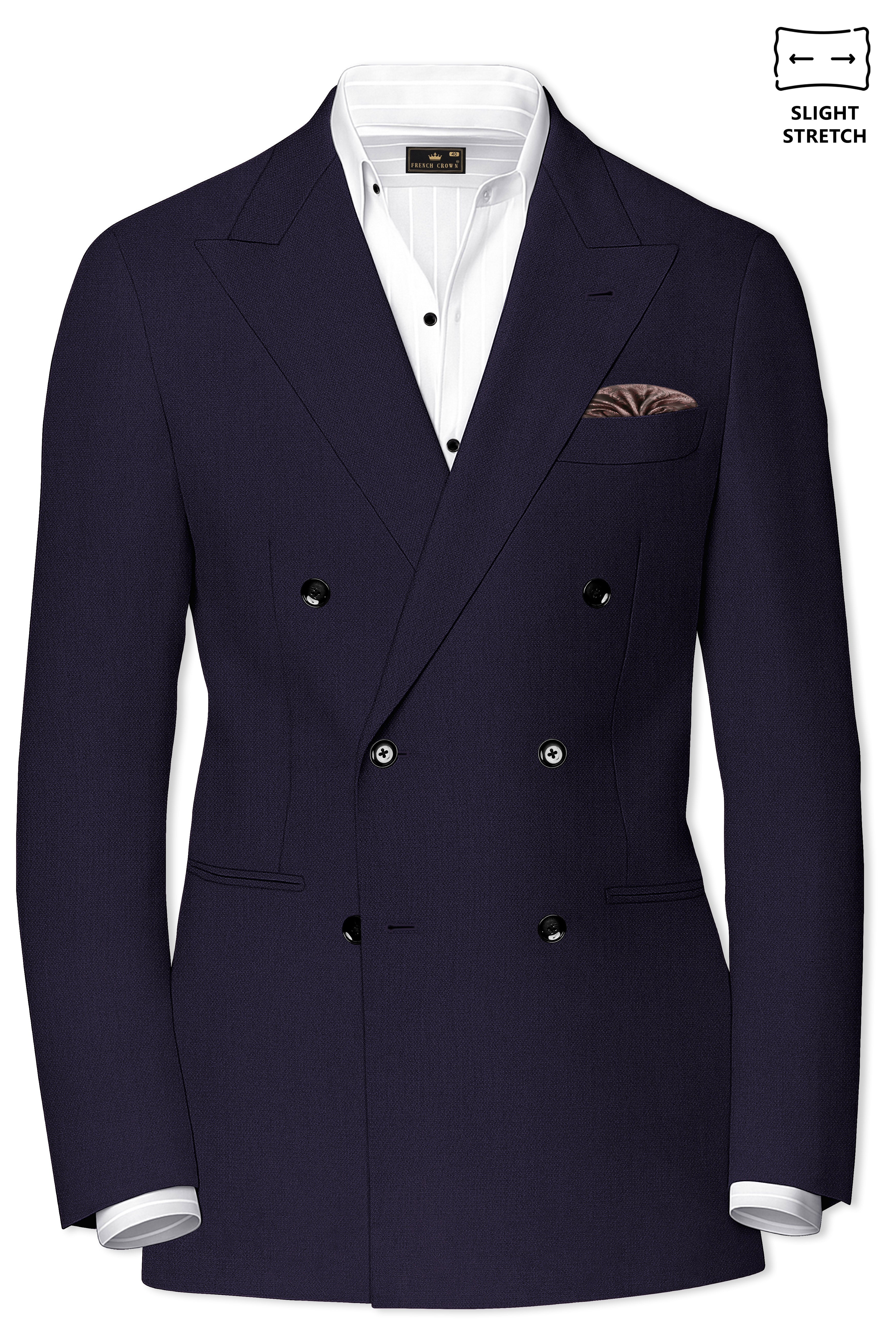 Vesper-Bastille Purple Diamond Textured Wool Rich Slight Stretch Double Breasted Suit