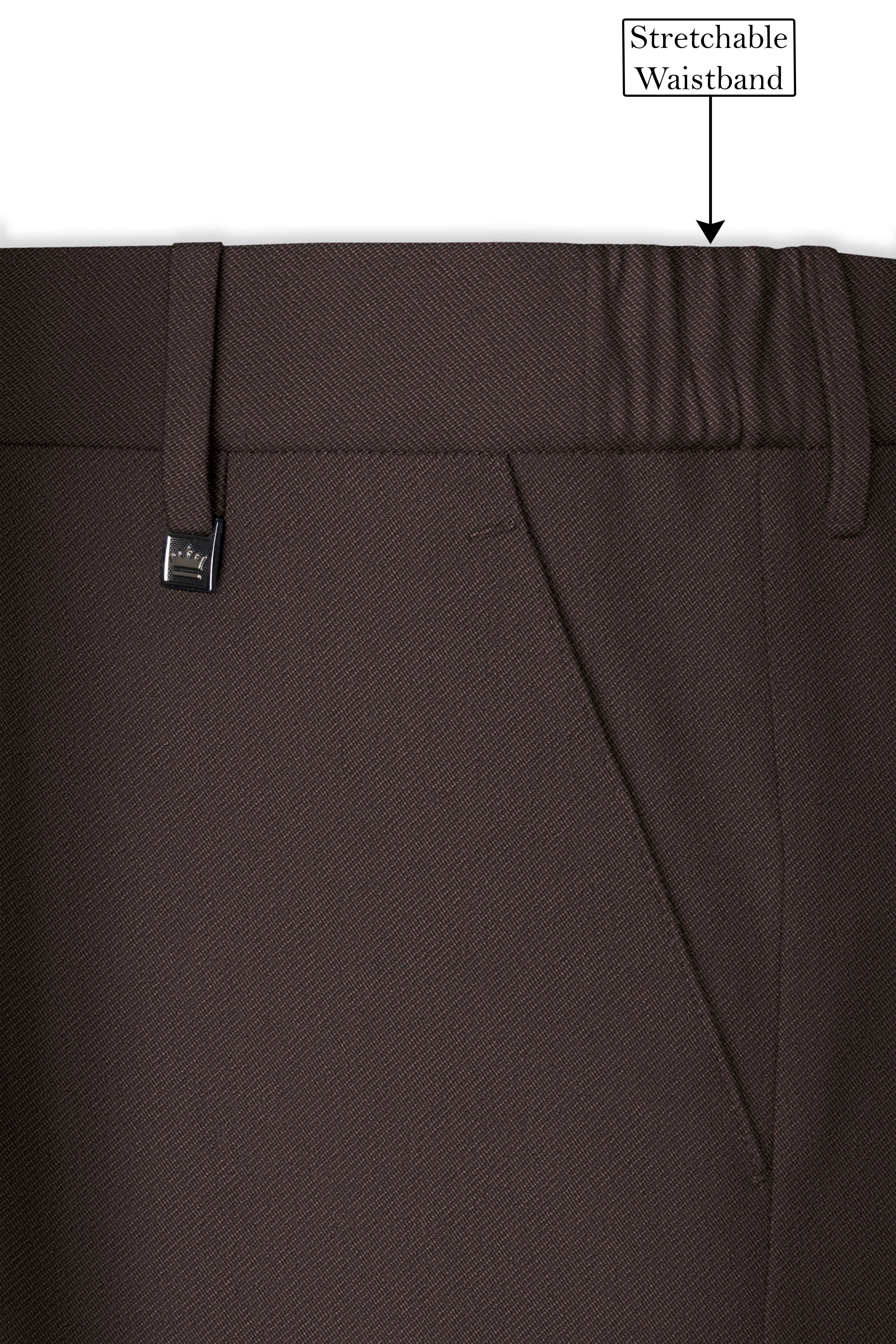 Serein-Korean Taupe Brown 4-Way Stretch Wrinkle-Free Wool Rich Single Breasted Suit