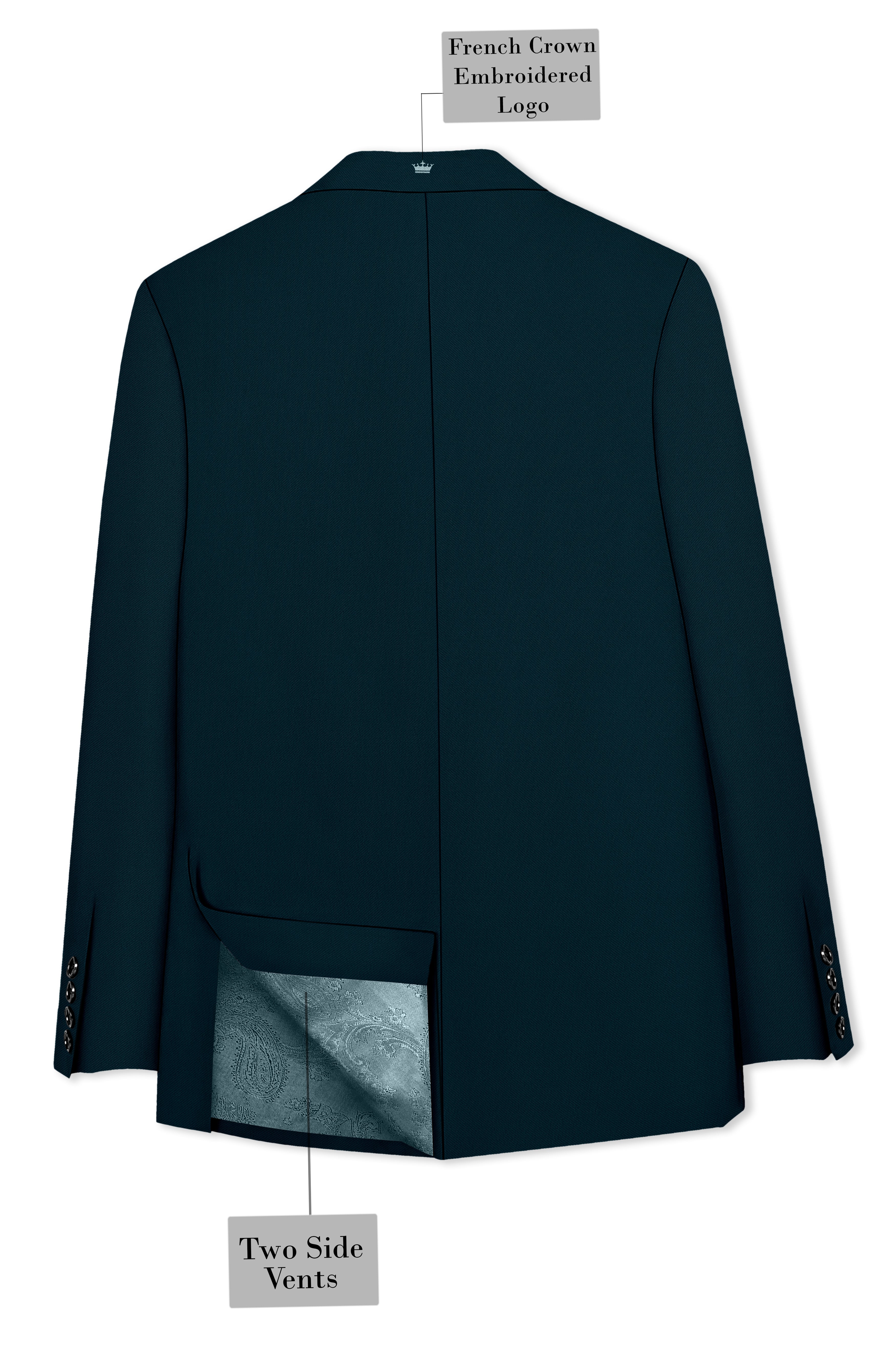 Zephyr-Korean Teal Green 4-Way Stretch Wrinkle-Free Wool Rich Double Breasted Suit