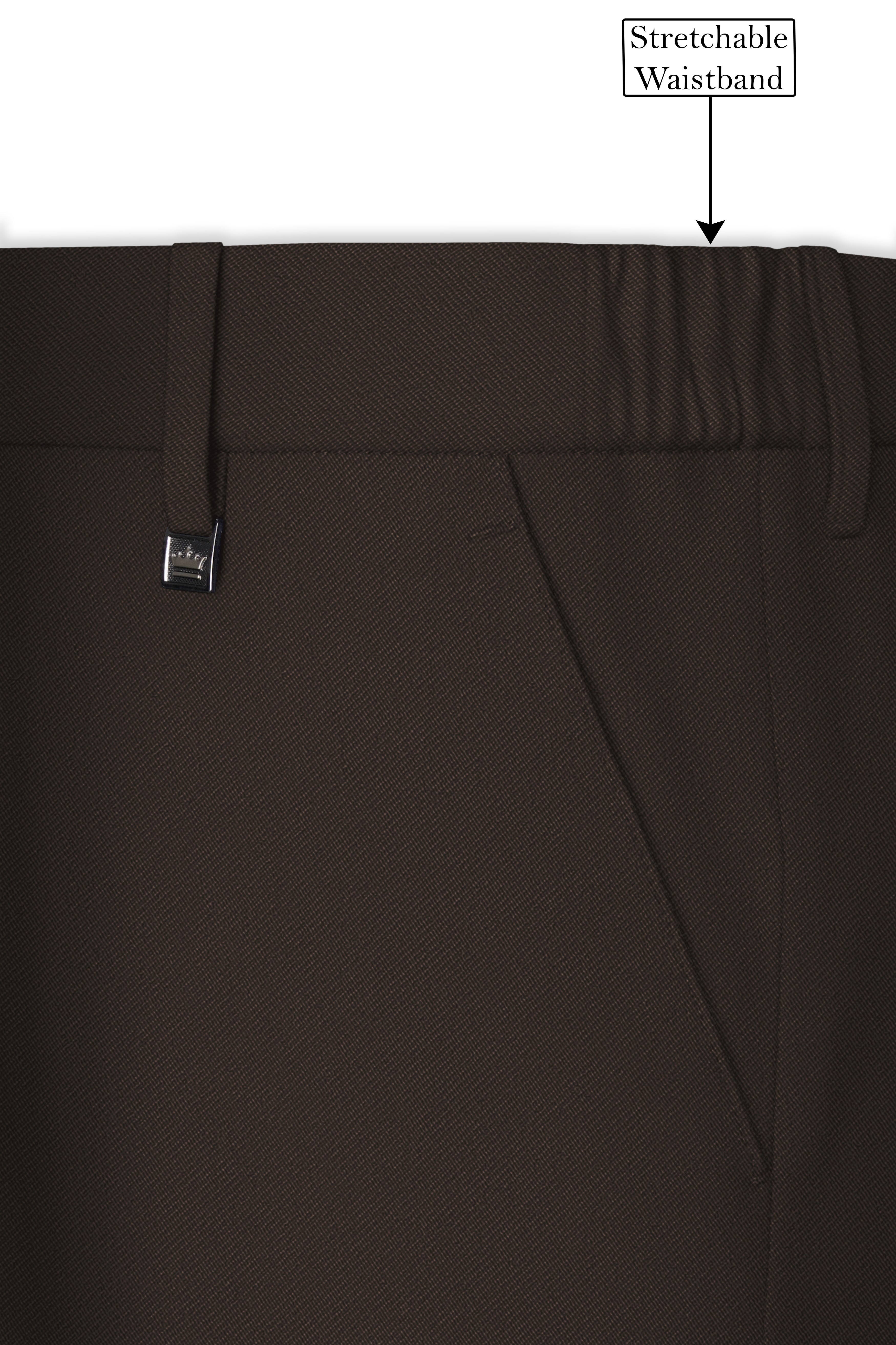 Serein-Korean Taupe Brown 4-Way Stretch Wrinkle-Free Wool Rich Double Breasted Suit