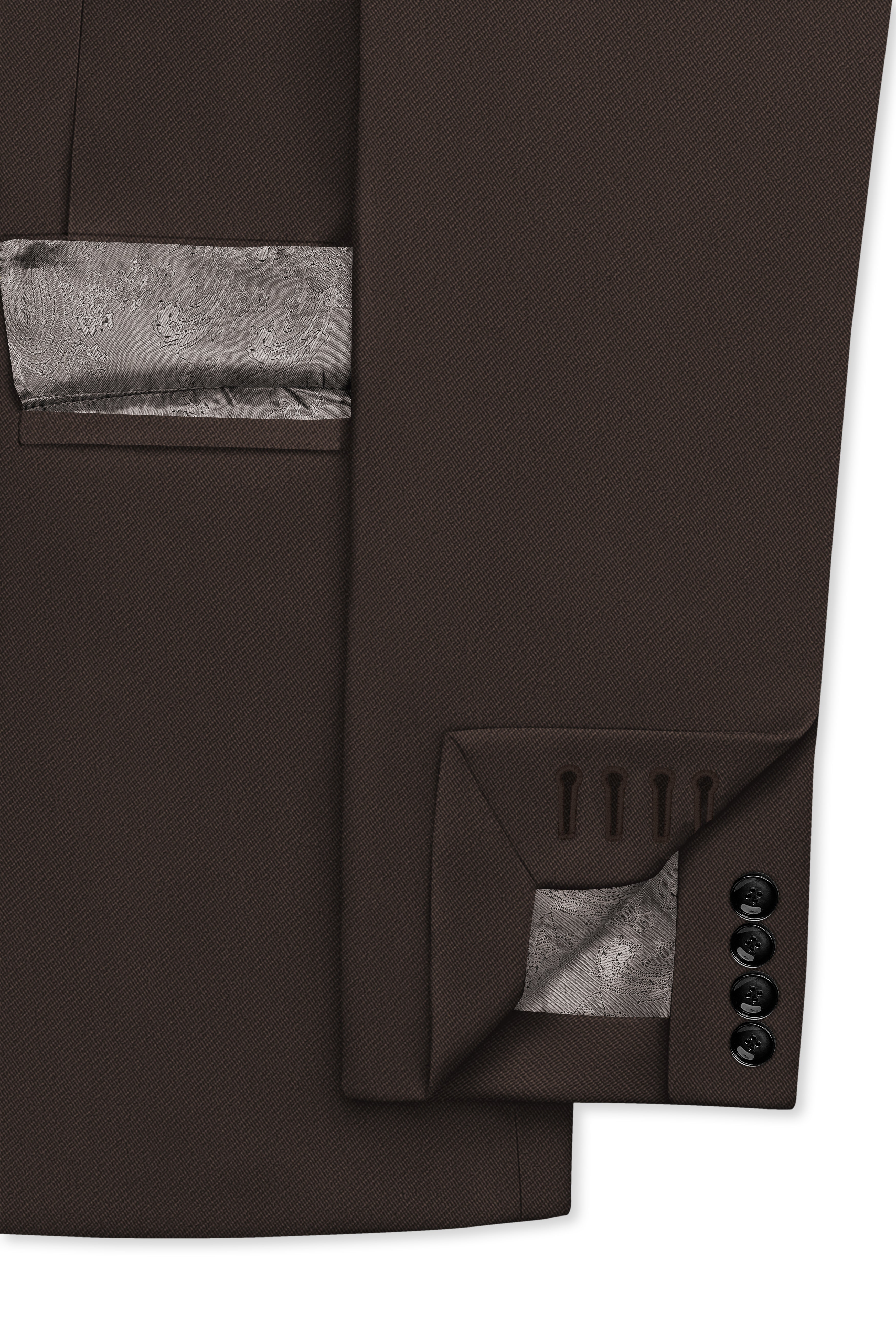 Serein-Korean Taupe Brown 4-Way Stretch Wrinkle-Free Wool Rich Double Breasted Suit