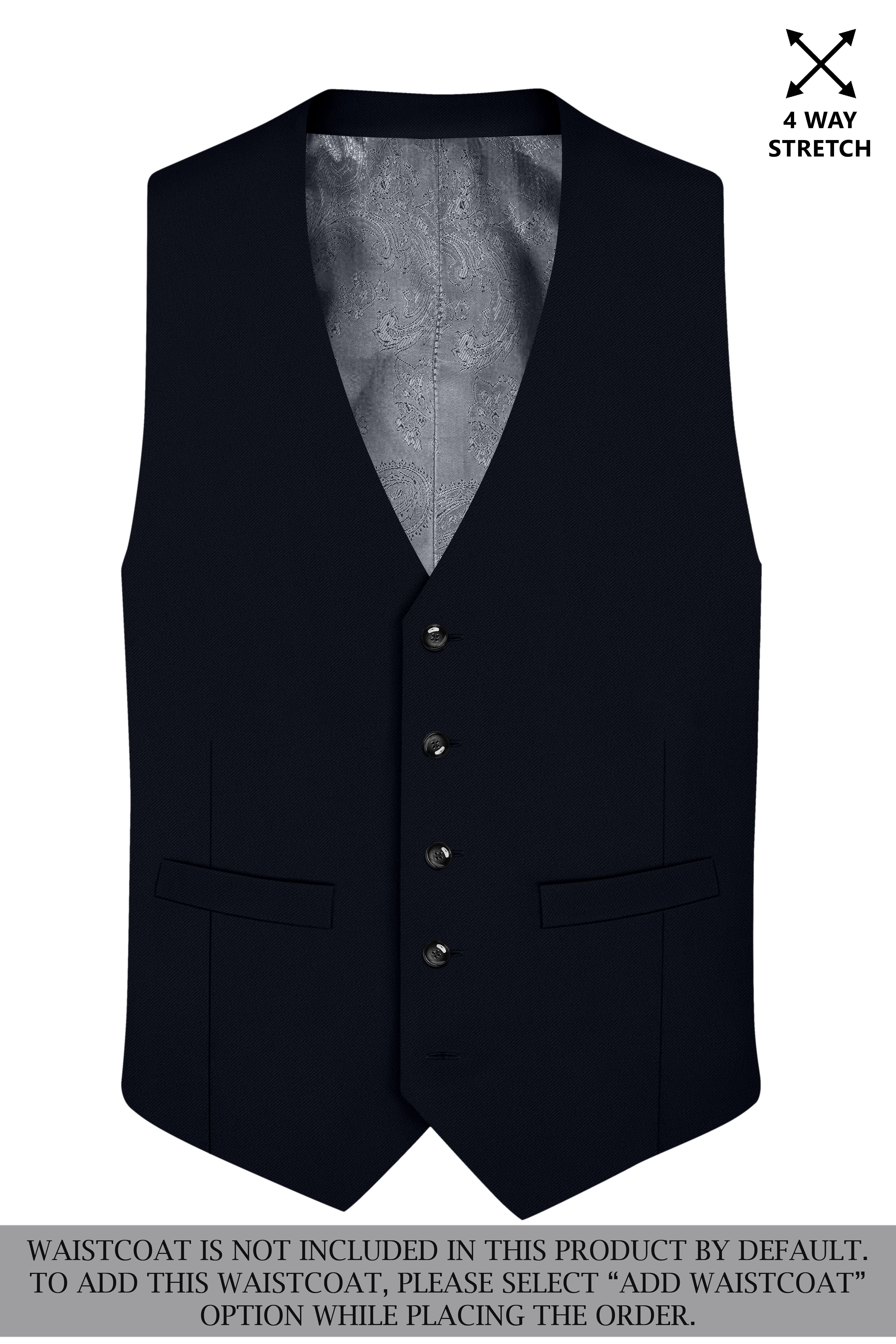 Nero-Korean Tealish Navy 4-Way Stretch Wrinkle-Free Wool Rich Single Breasted Suit