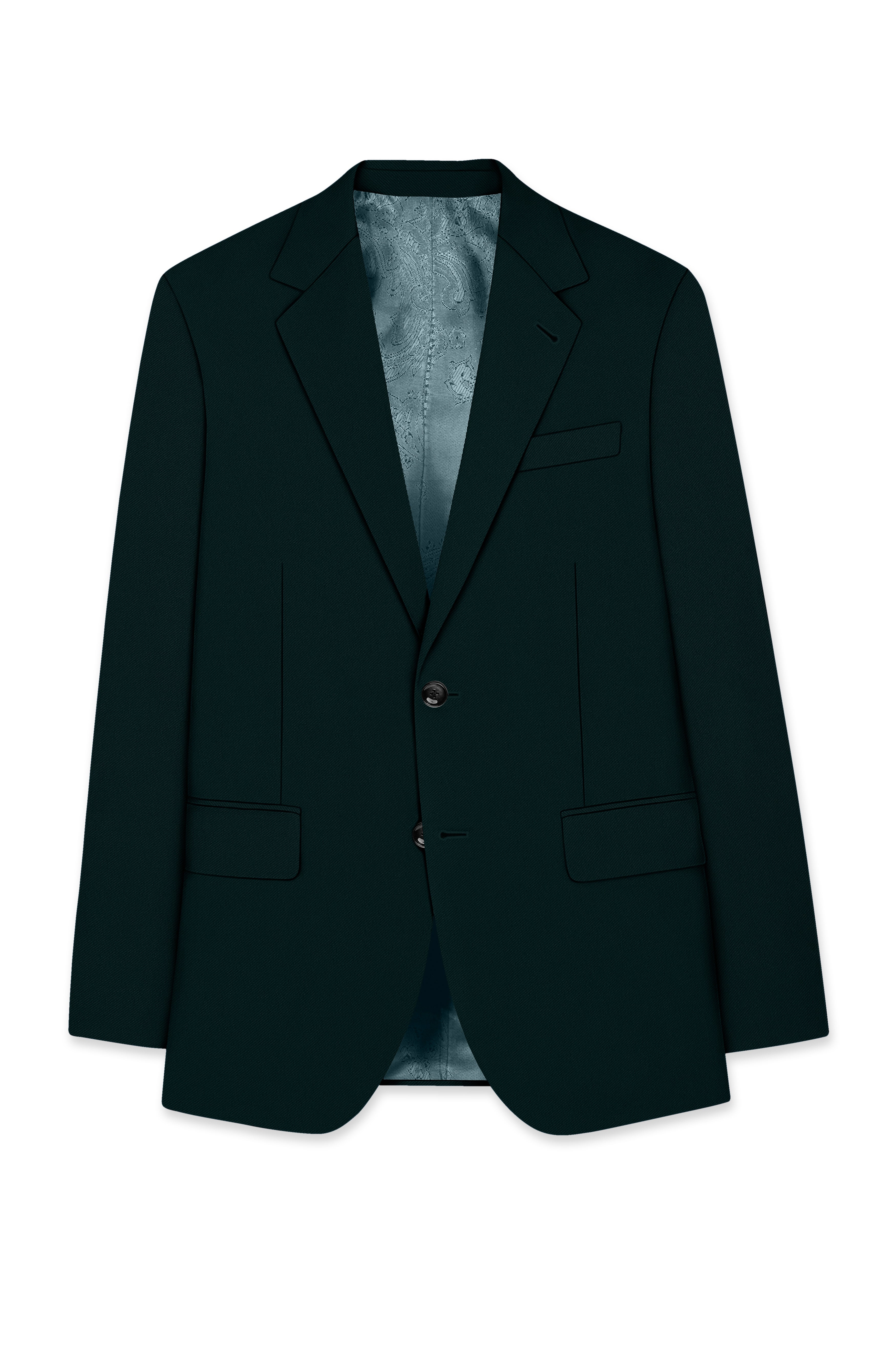Terrain-Korean Swamp Green 4-Way Stretch Wrinkle-Free Wool Rich Single Breasted Suit