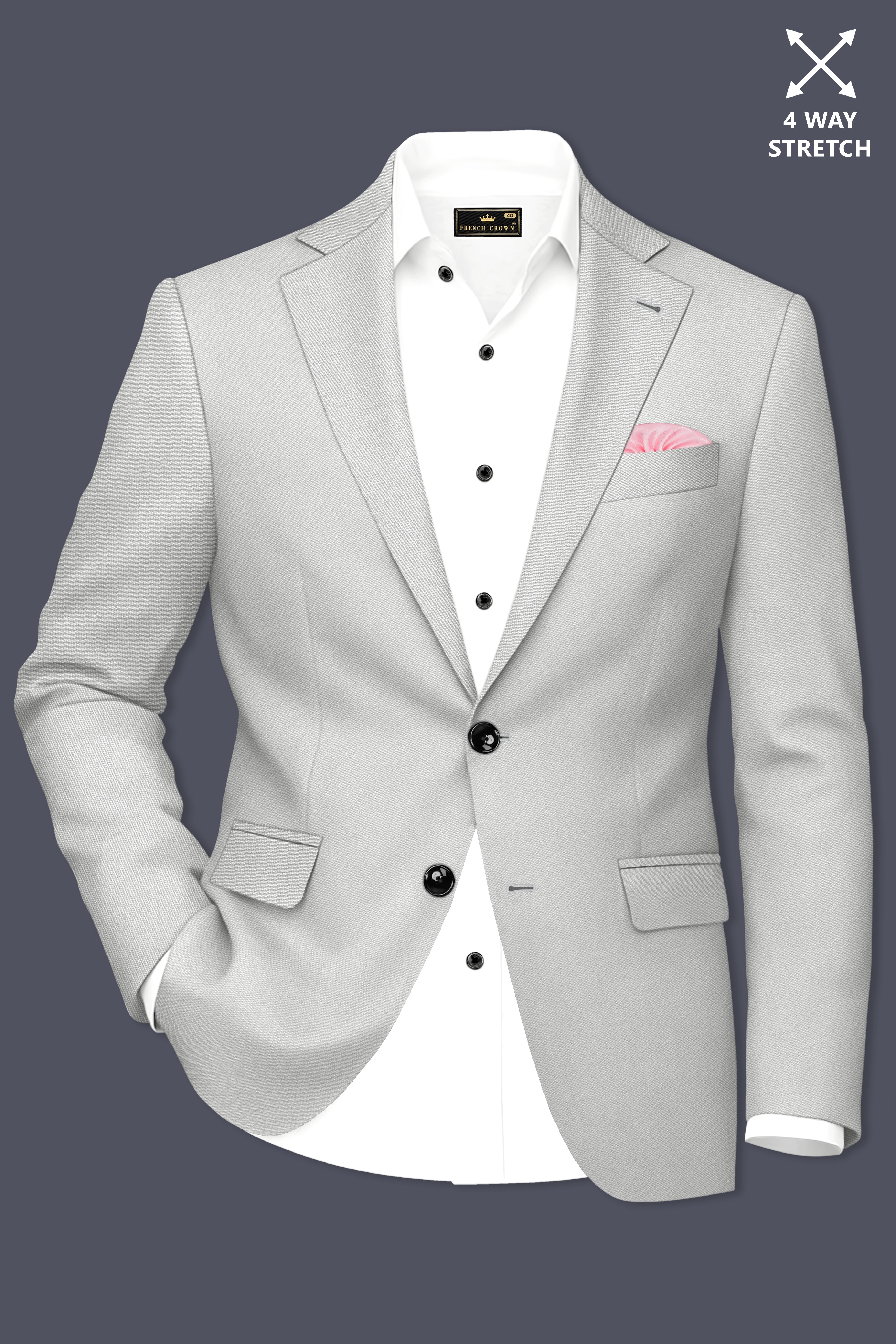 Axiom-Korean Nickel Gray 4-Way Stretch Wrinkle-Free Wool Rich Single Breasted Suit