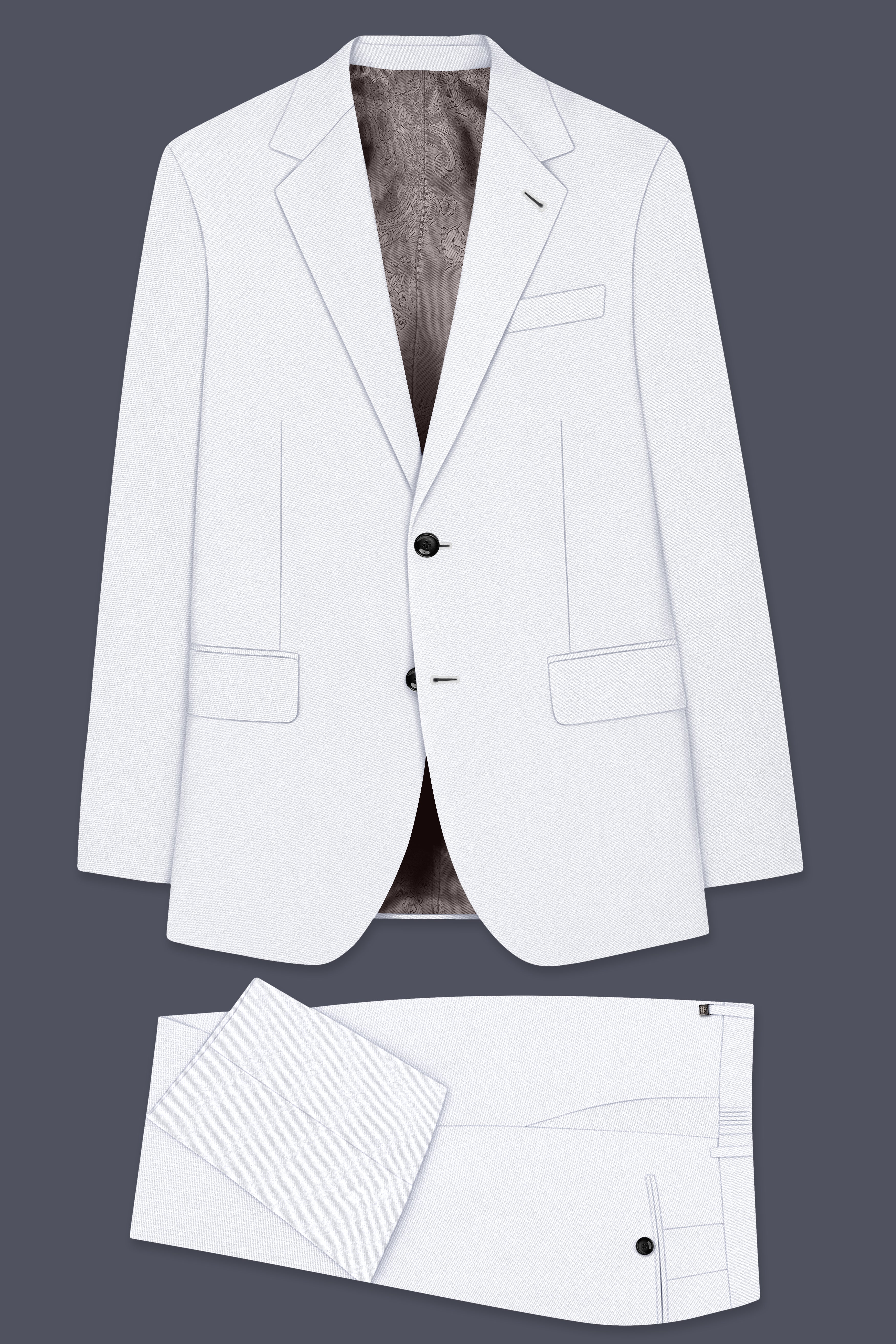 Lumier-Korean Bright White 4-Way Stretch Wrinkle-Free Wool Rich Single Breasted Suit