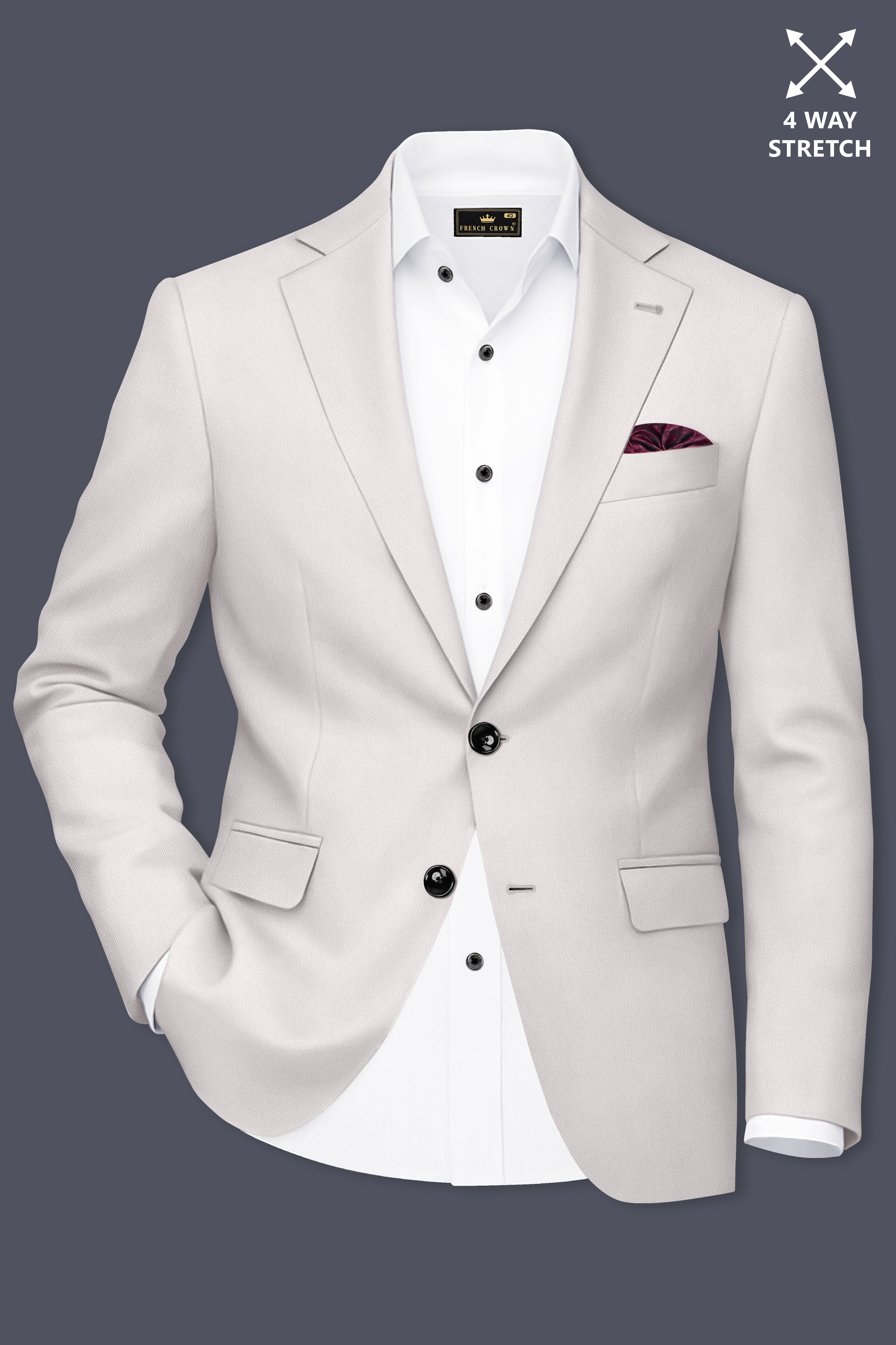 Ivora-Korean Amour Cream 4-Way Stretch Wrinkle-Free Wool Rich Single Breasted Suit