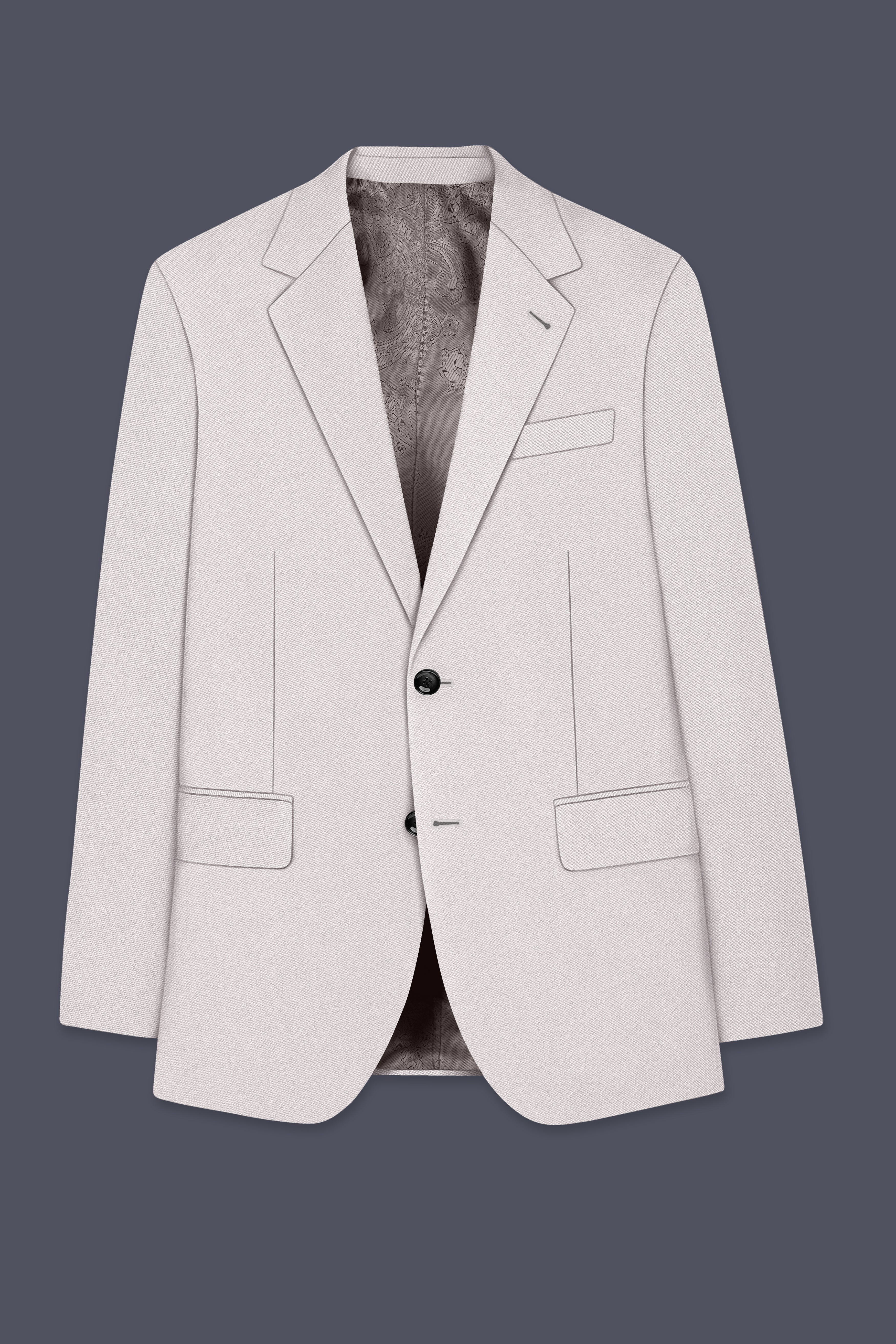 Ivora-Korean Amour Cream 4-Way Stretch Wrinkle-Free Wool Rich Single Breasted Suit