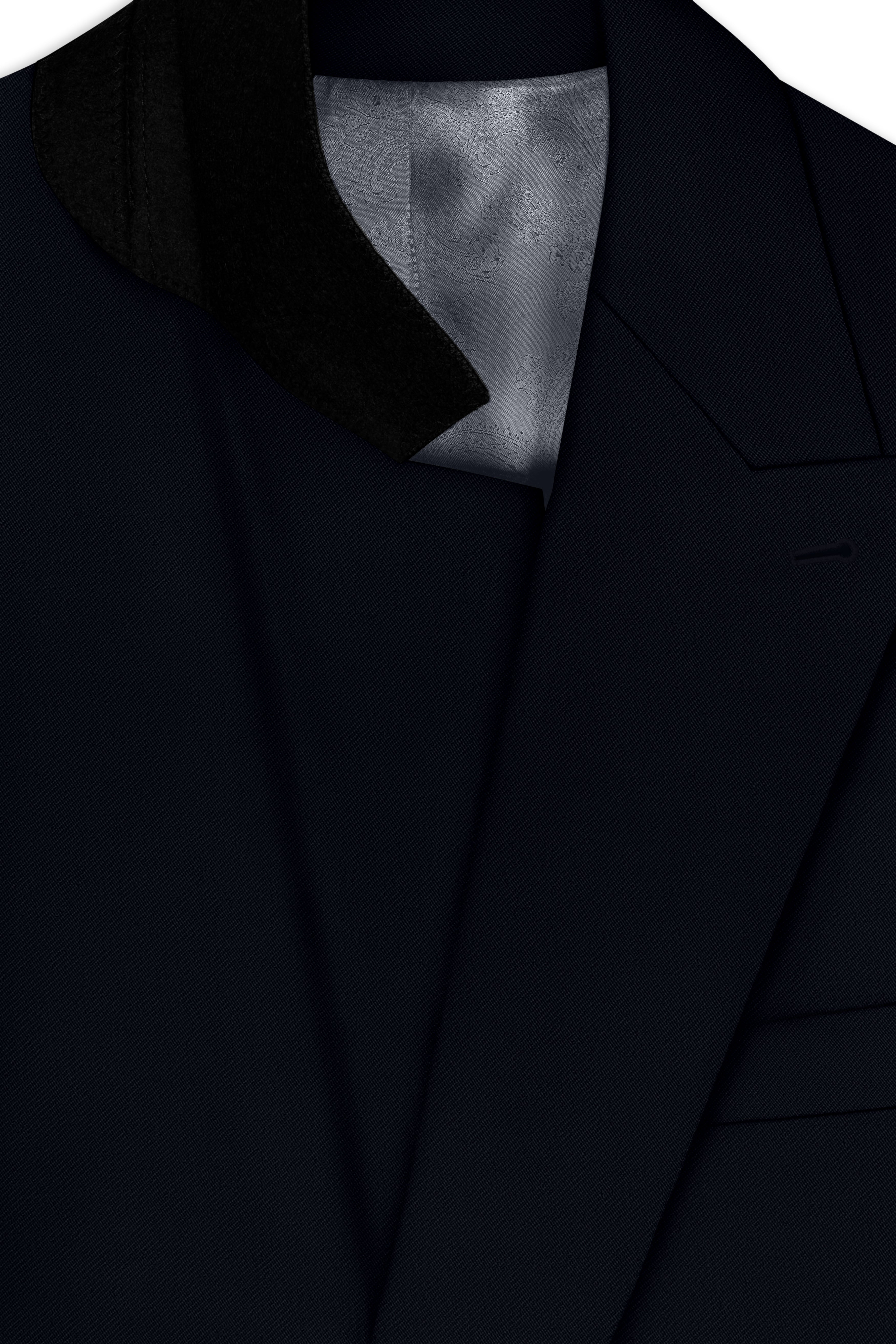 Nero-Korean Tealish Navy 4-Way Stretch Wrinkle-Free Wool Rich Double Breasted Suit