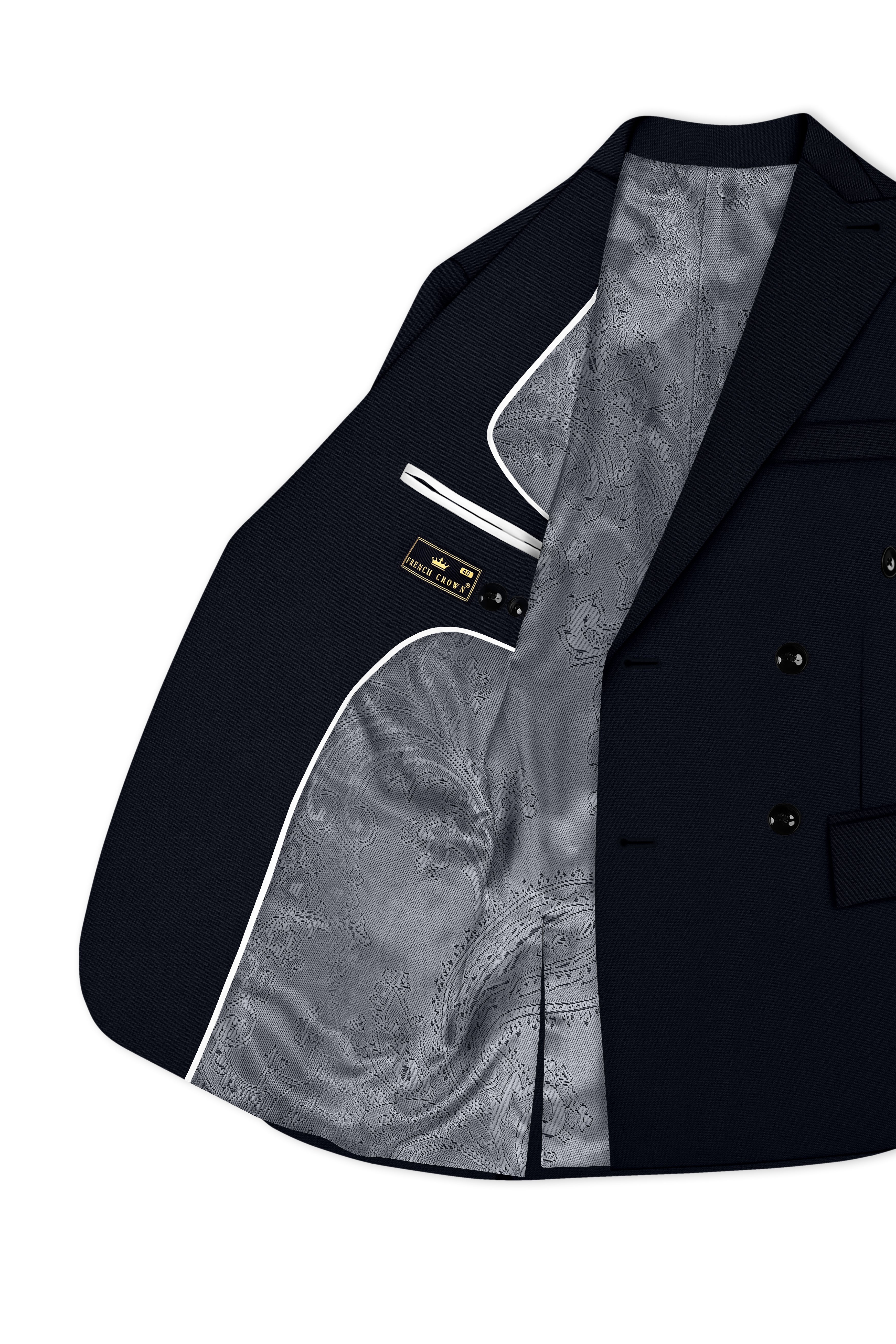 Nero-Korean Tealish Navy 4-Way Stretch Wrinkle-Free Wool Rich Double Breasted Suit