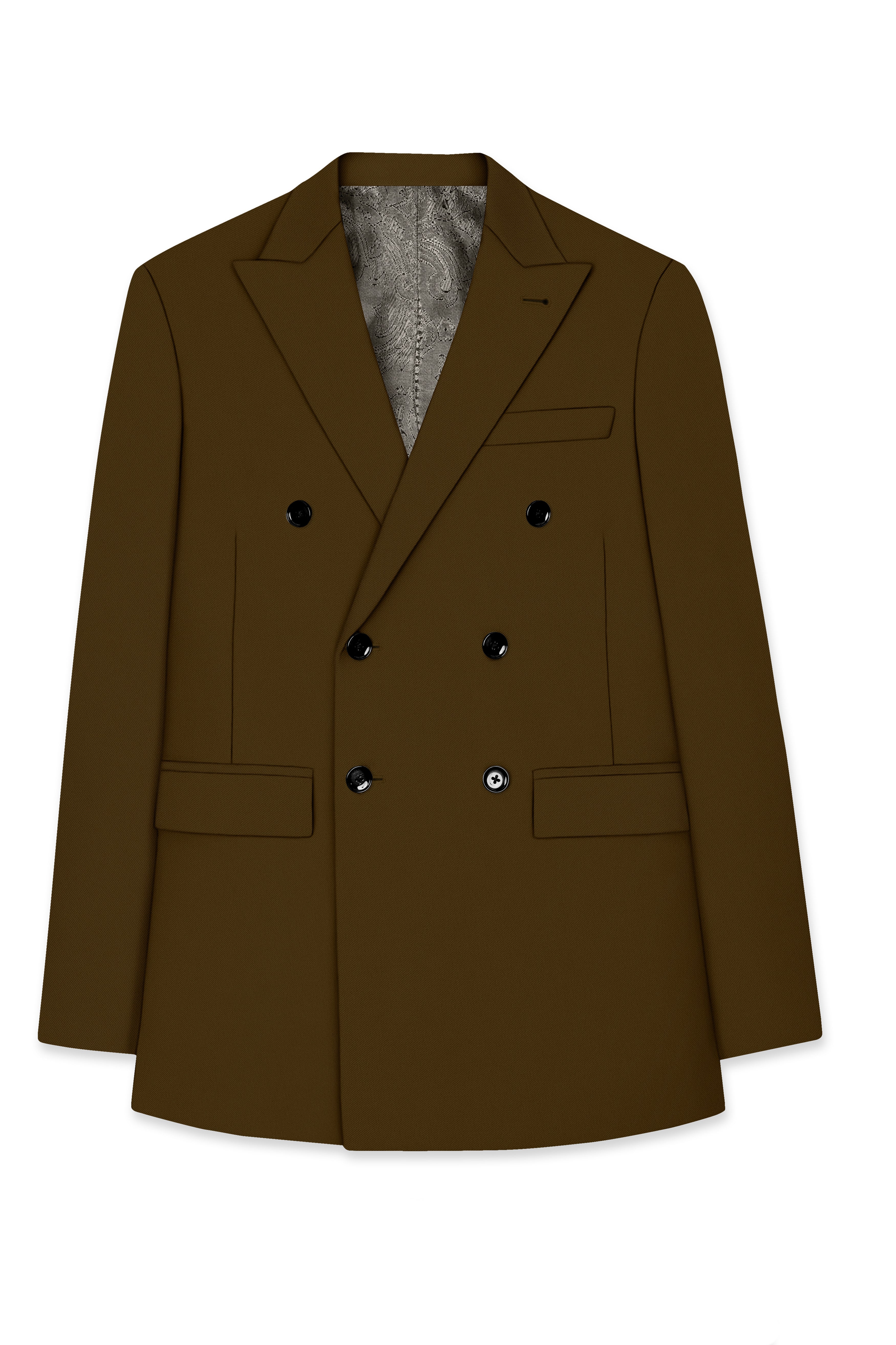 Terra-Korean Tumbleweed Brown 4-Way Stretch Wrinkle-Free Wool Rich Double Breasted Suit