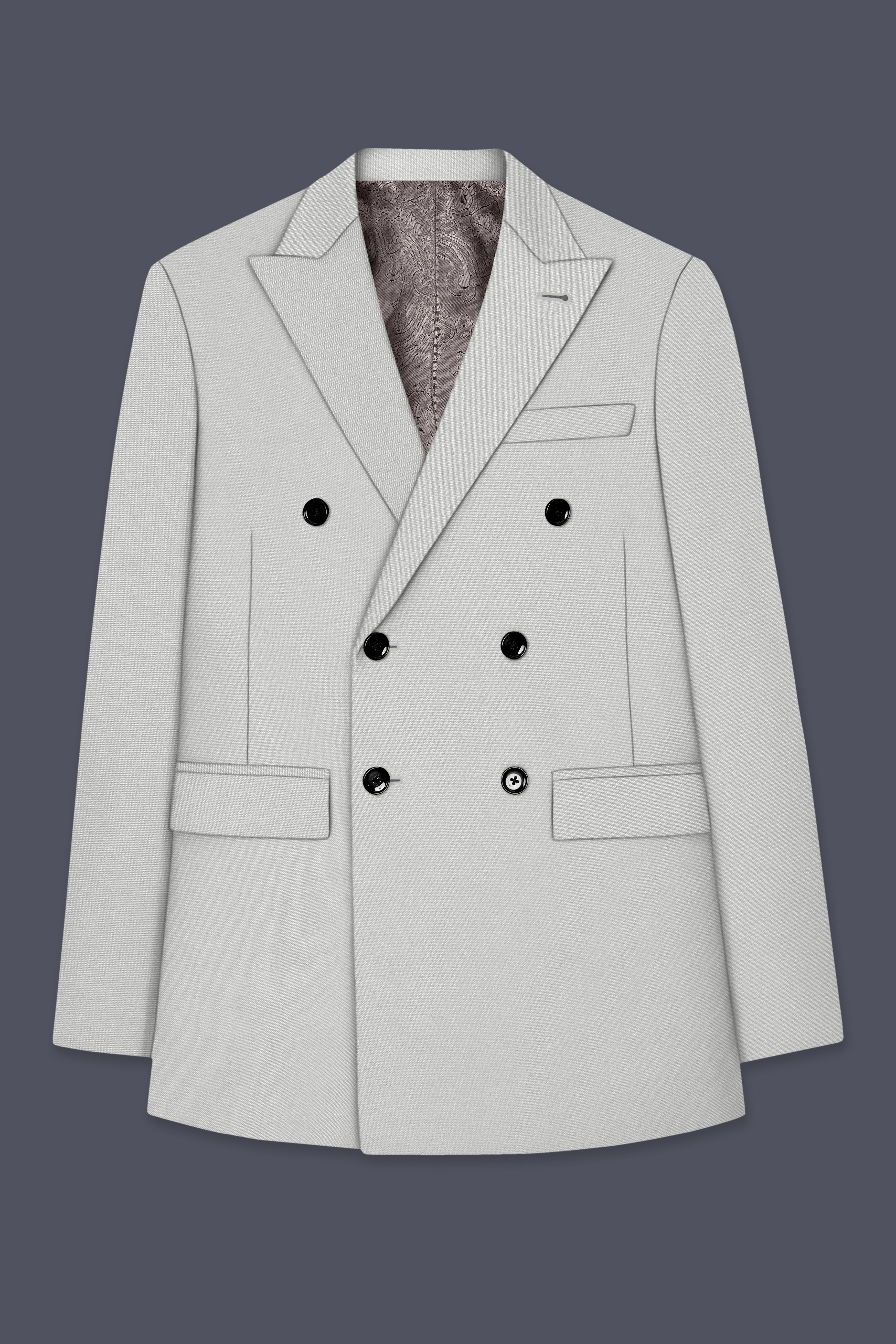 Axiom-Korean Nickel Gray 4-Way Stretch Wrinkle-Free Wool Rich Double Breasted Suit