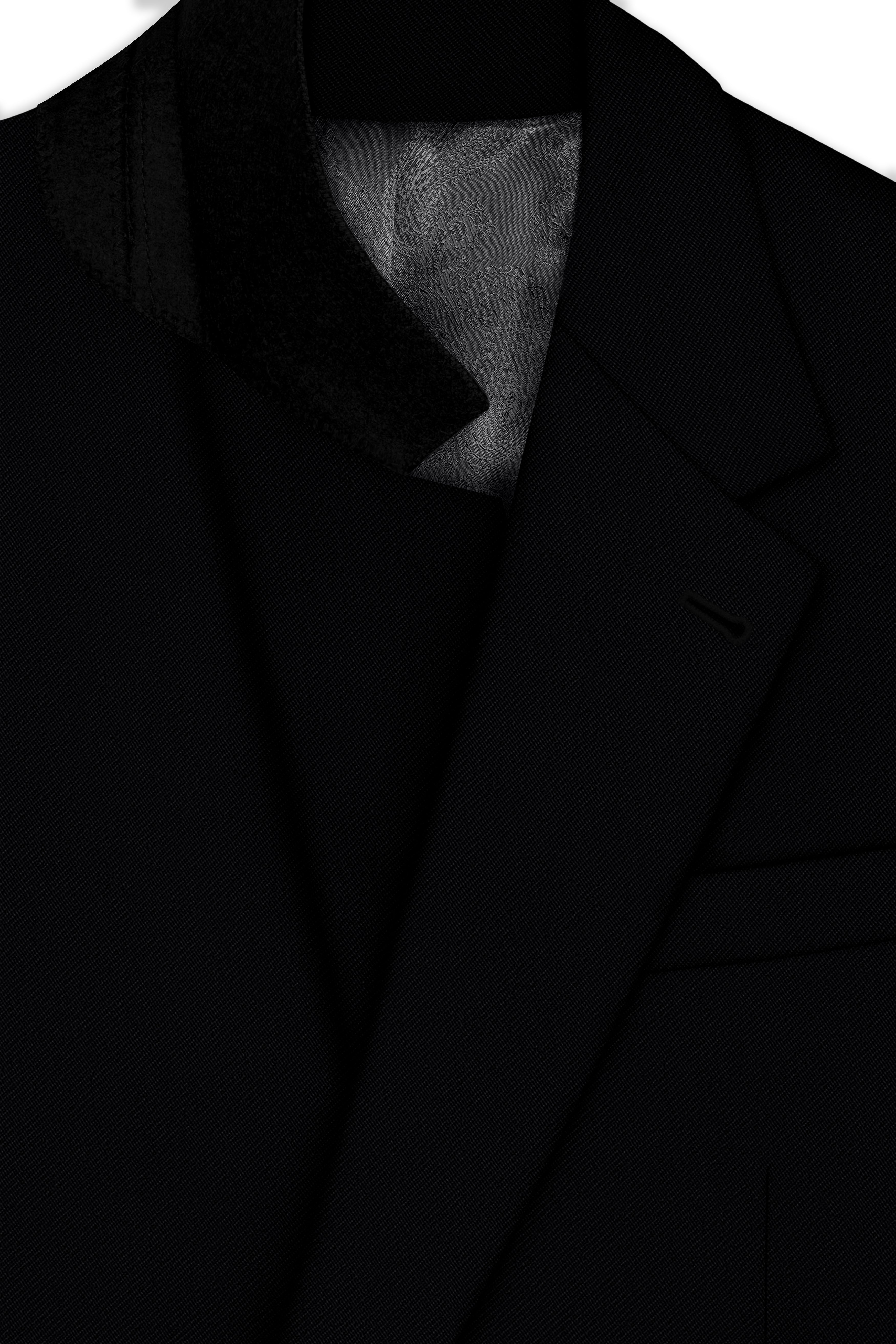 Noir-Jade Black Wool Rich Slight Stretch Single Breasted Suit