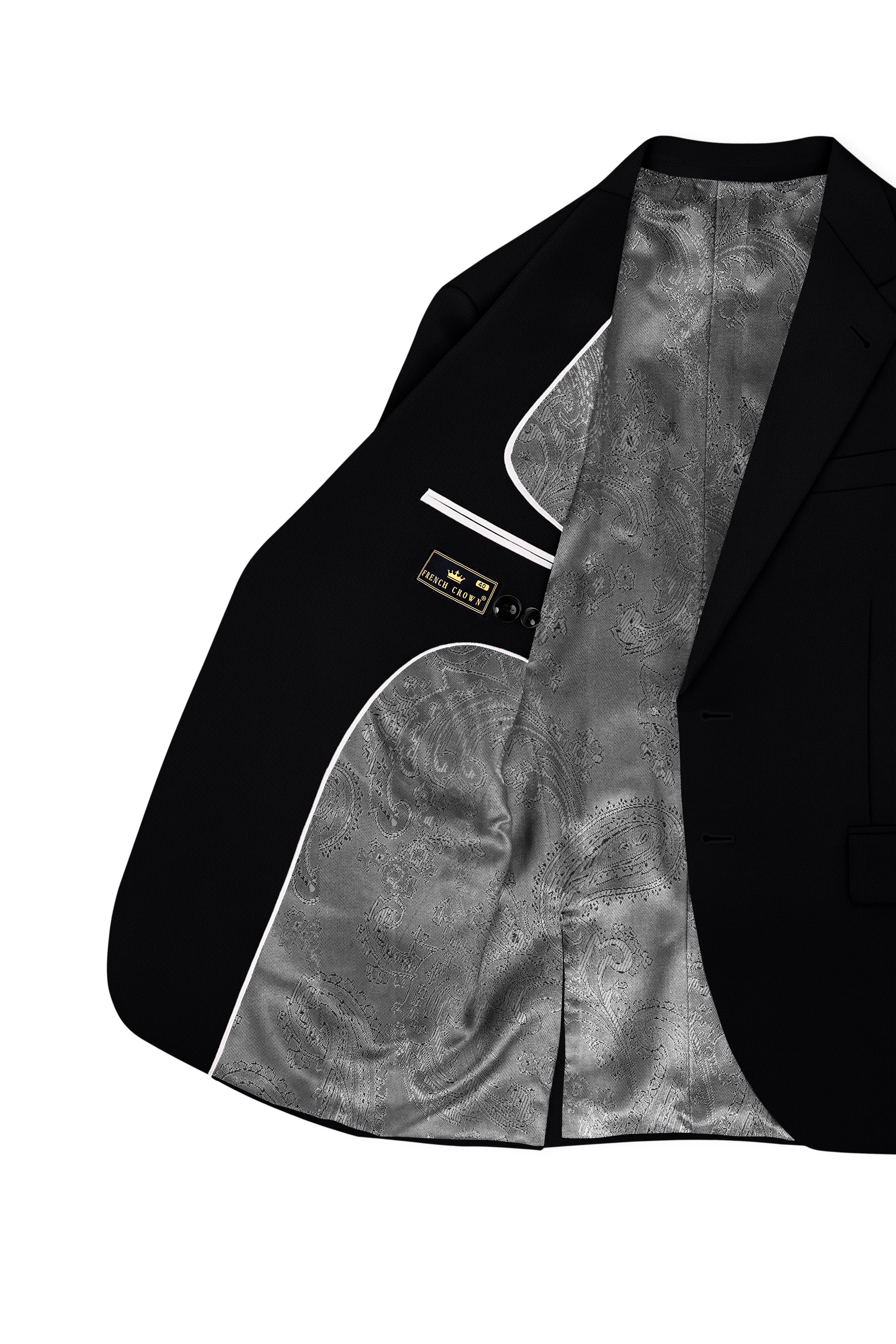 Noir-Jade Black Wool Rich Slight Stretch Single Breasted Suit