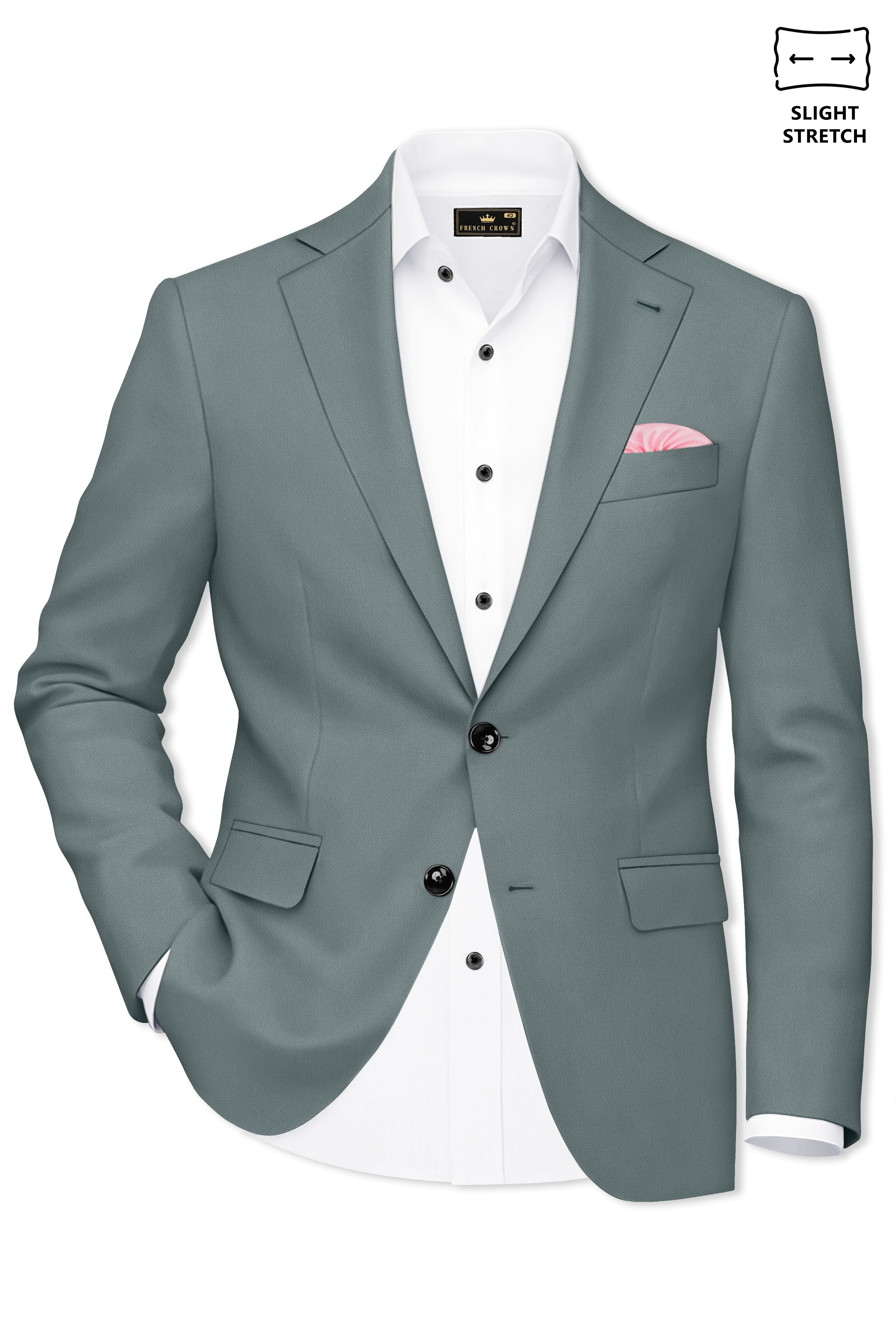 Verdant-Raven Green Wool Rich Slight Stretch Single Breasted Suit