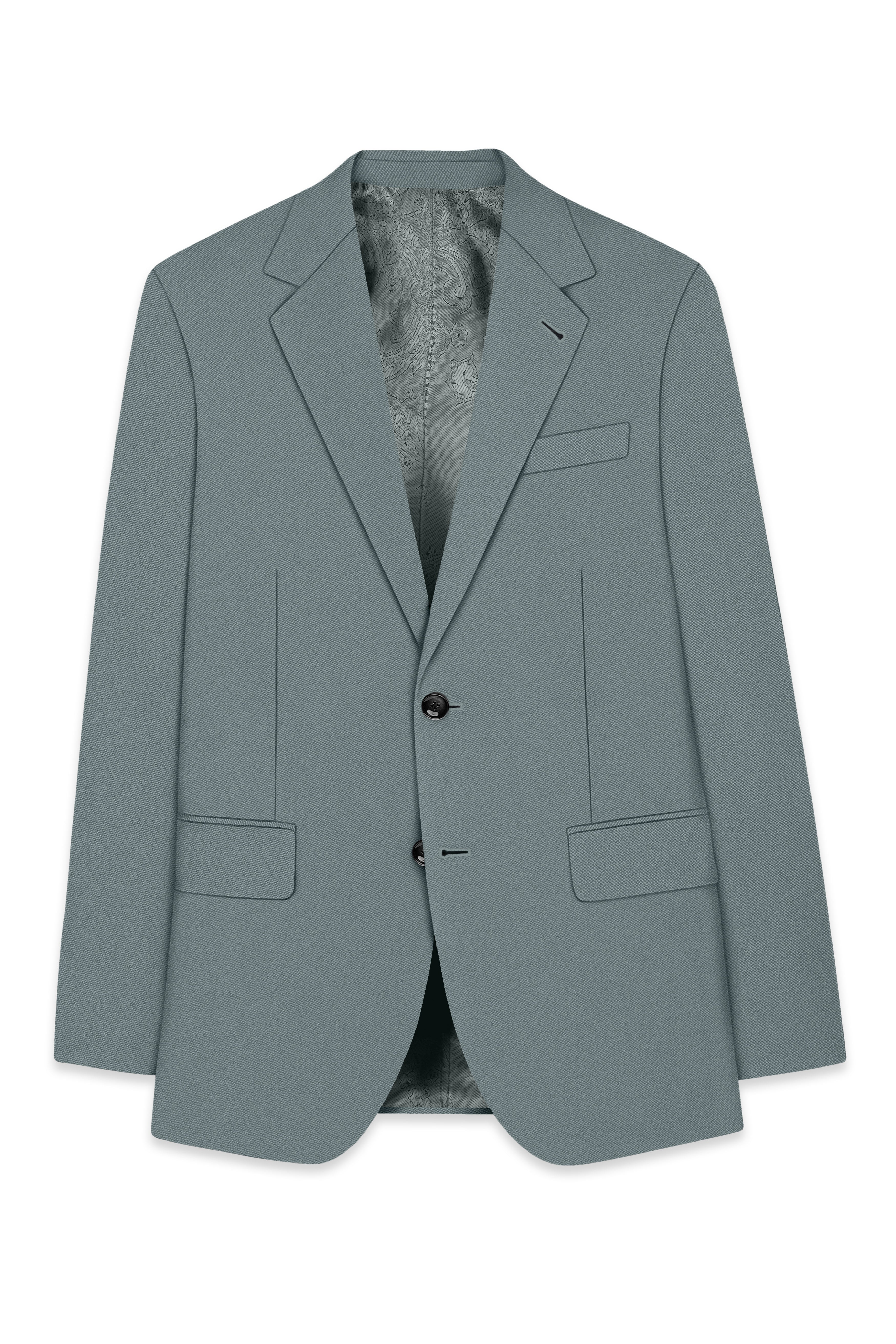 Verdant-Raven Green Wool Rich Slight Stretch Single Breasted Suit
