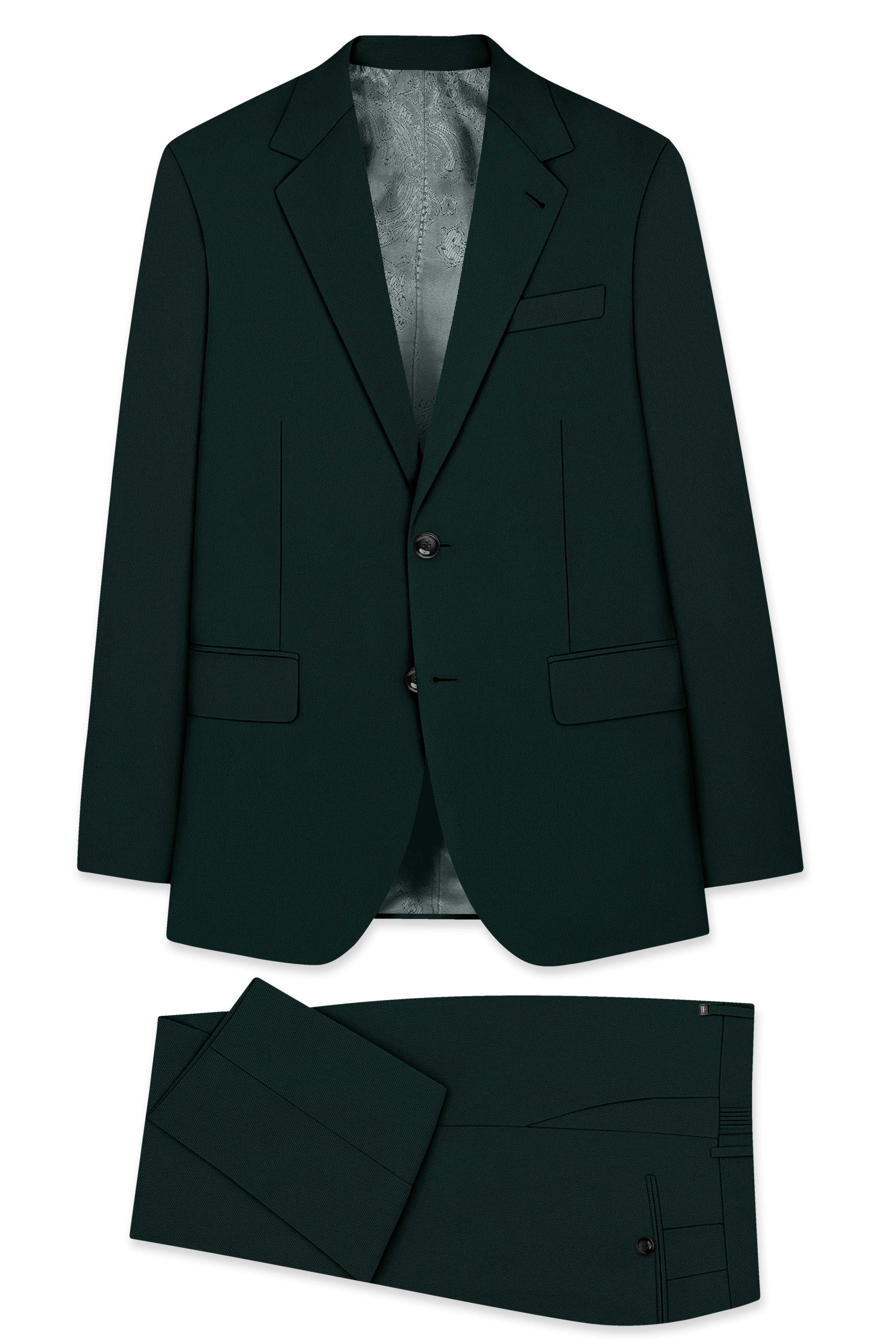 Lustre-Emerald Green Wool Rich Slight Stretch Single Breasted Suit