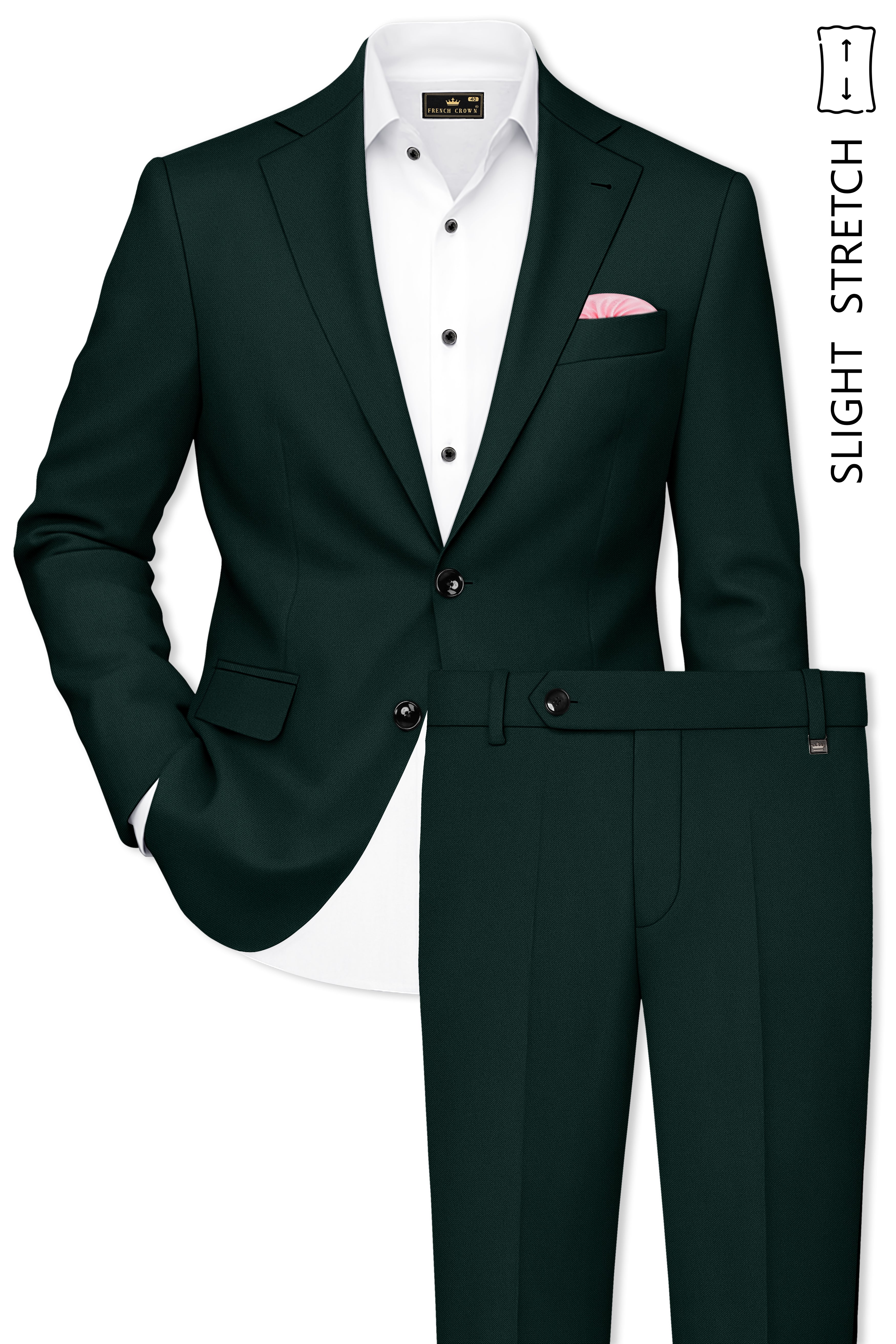 Lustre-Emerald Green Wool Rich Slight Stretch Single Breasted Suit