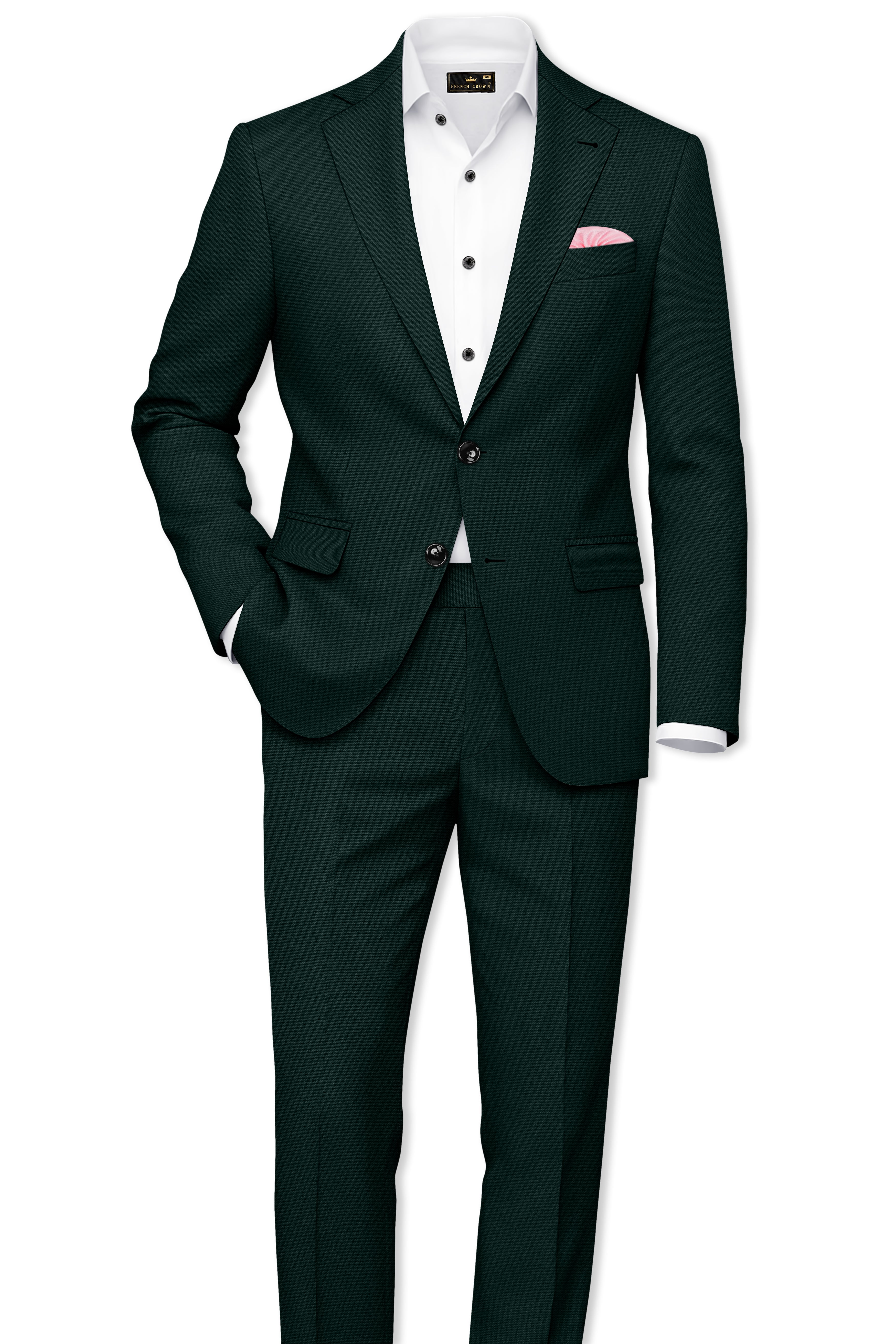 Lustre-Emerald Green Wool Rich Slight Stretch Single Breasted Suit