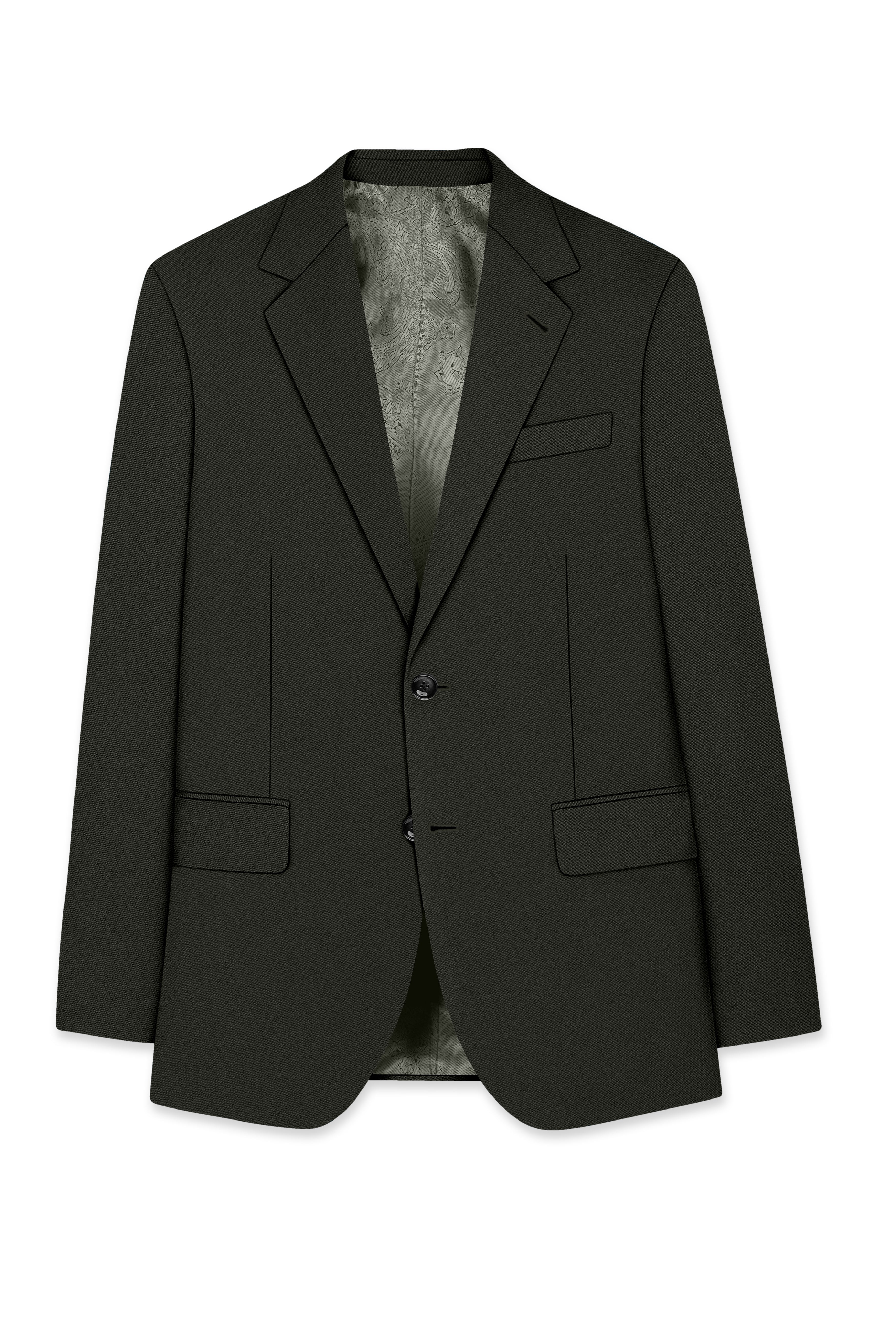 Apex-Piano Green Wool Rich Slight Stretch Single Breasted Suit
