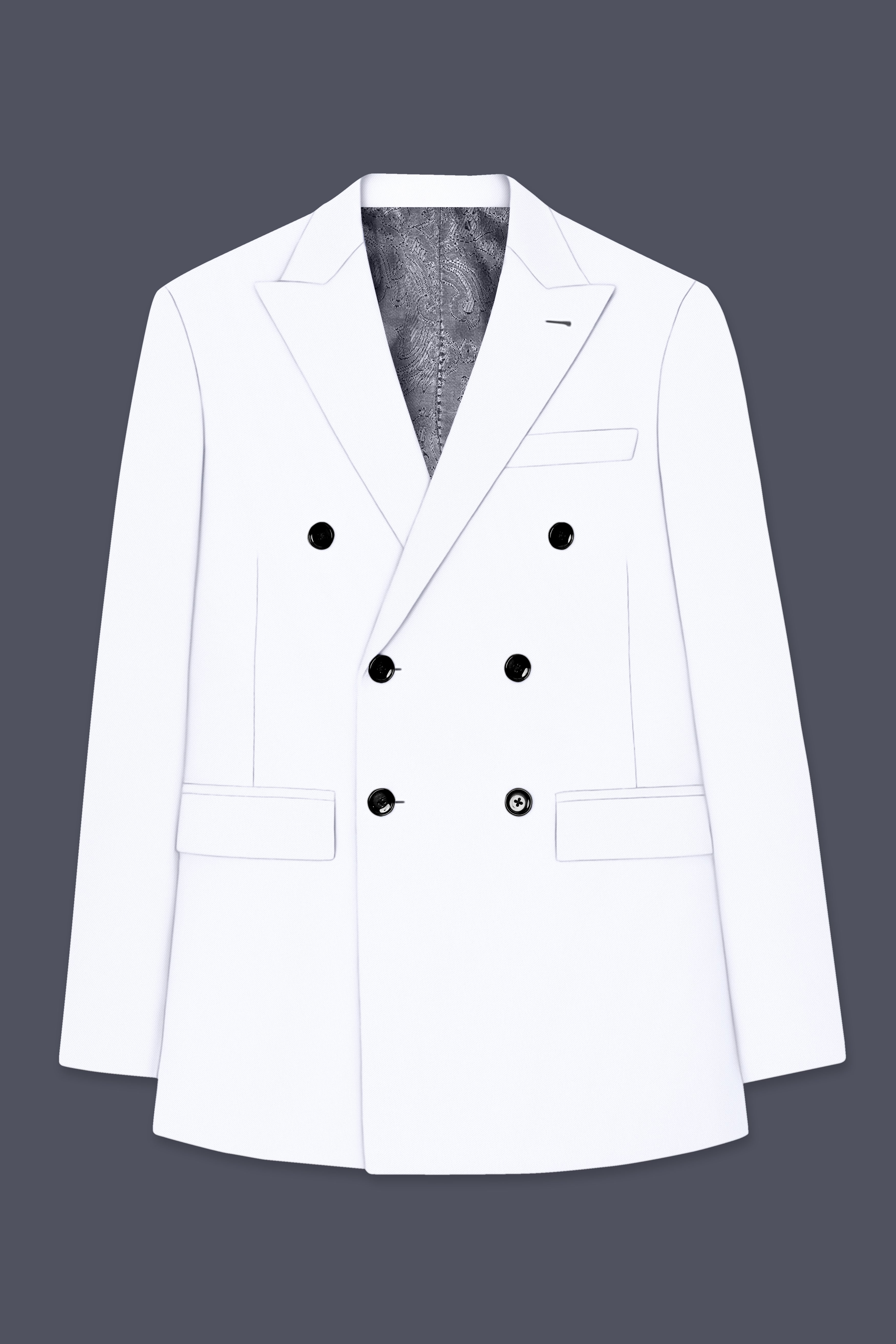 Ivory-Bright White Wool Rich Slight Stretch Double Breasted Suit