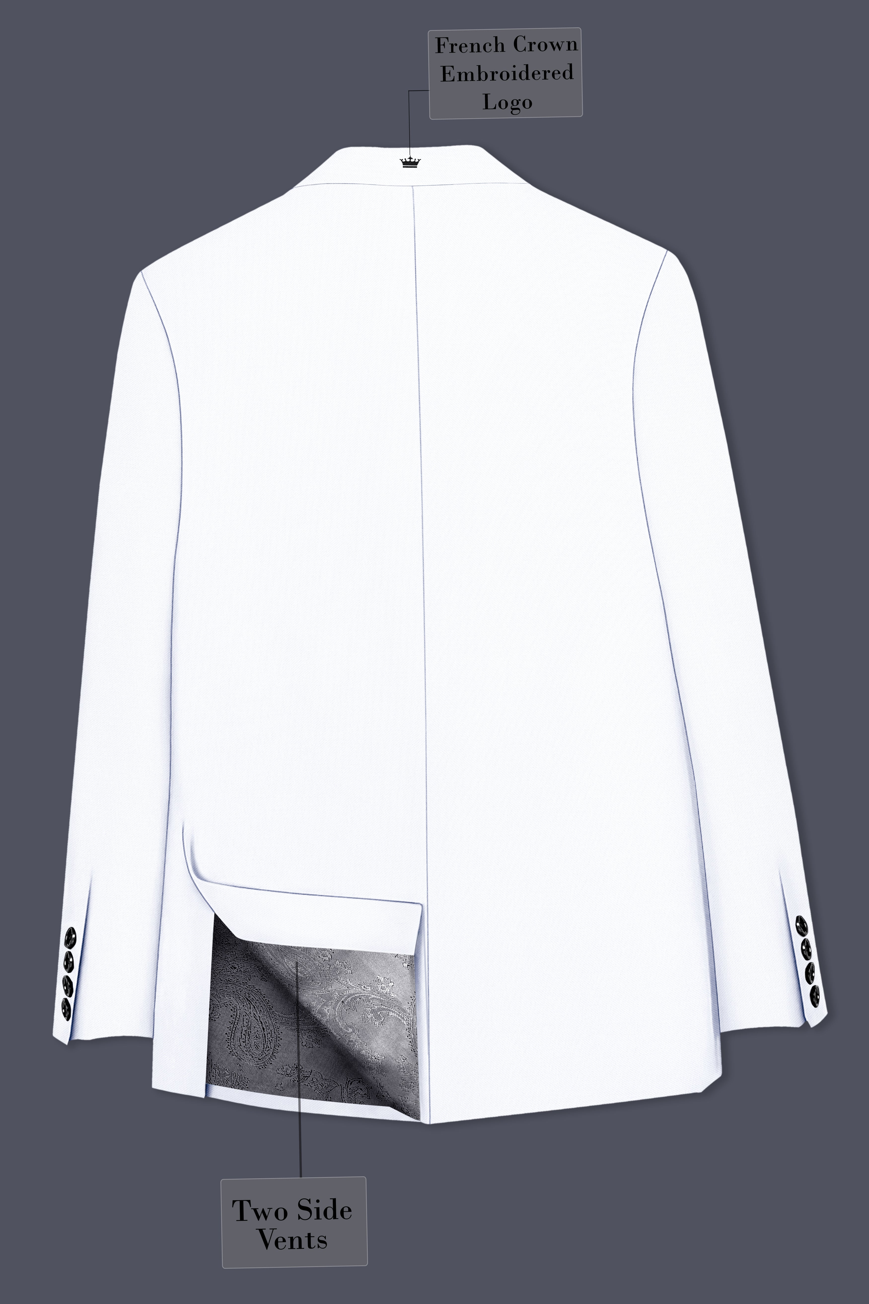 Ivory-Bright White Wool Rich Slight Stretch Double Breasted Suit