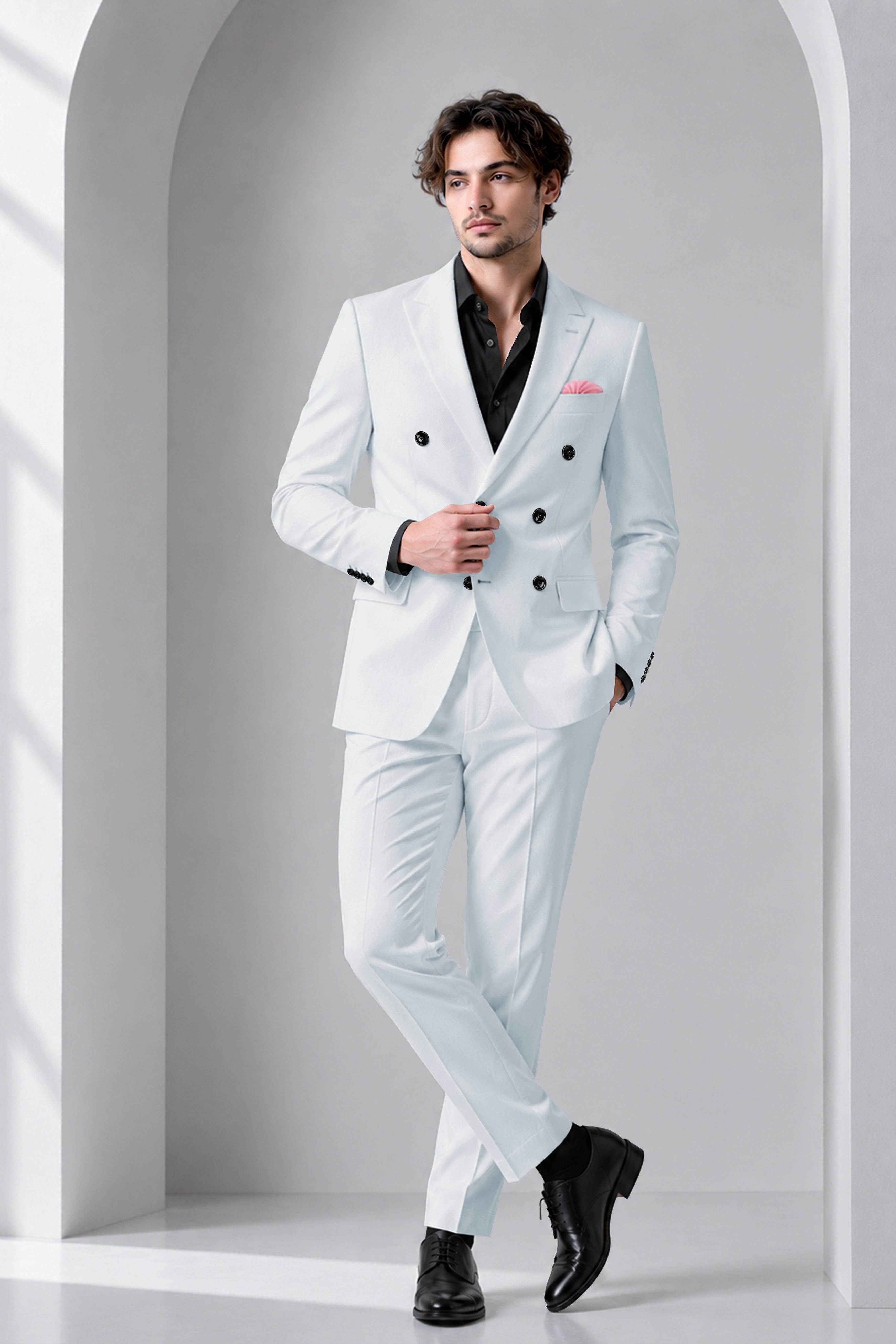 Slate-Mystic Gray Wool Rich Slight Stretch Double Breasted Suit