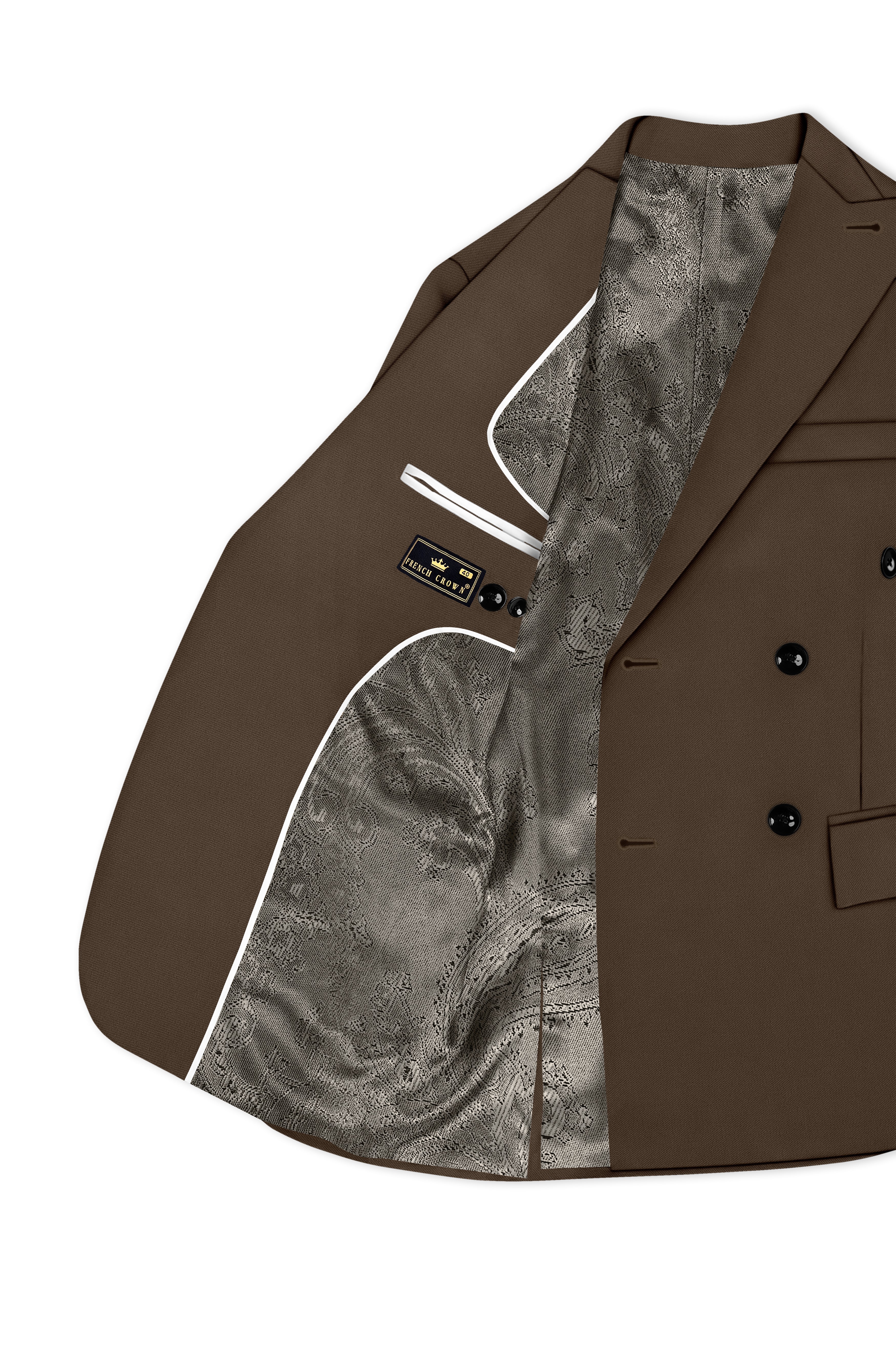 Prestige-Lisbon Brown Wool Rich Slight Stretch Double Breasted Suit