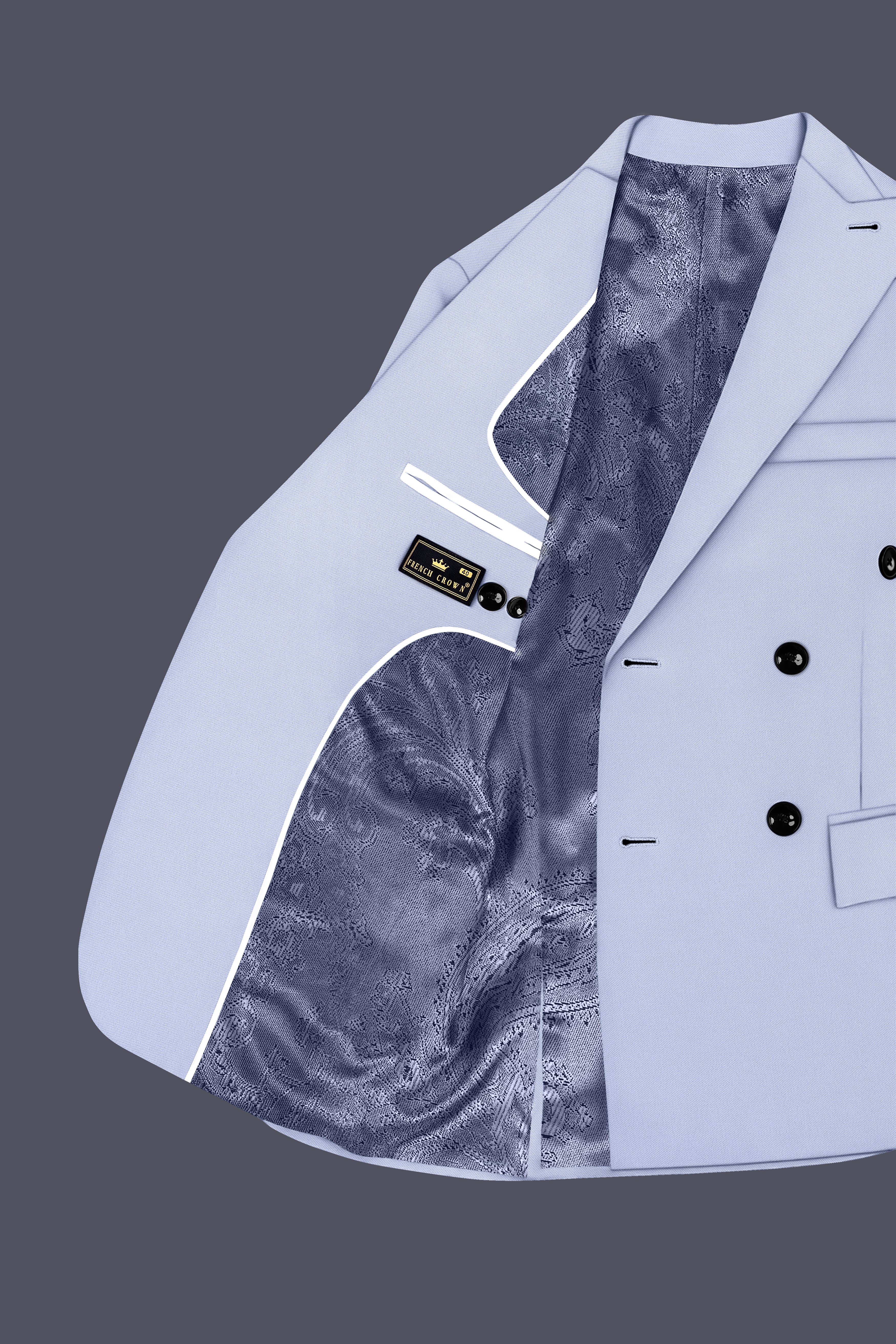 Azure-Periwinkle Blue Wool Rich Slight Stretch Double Breasted Suit