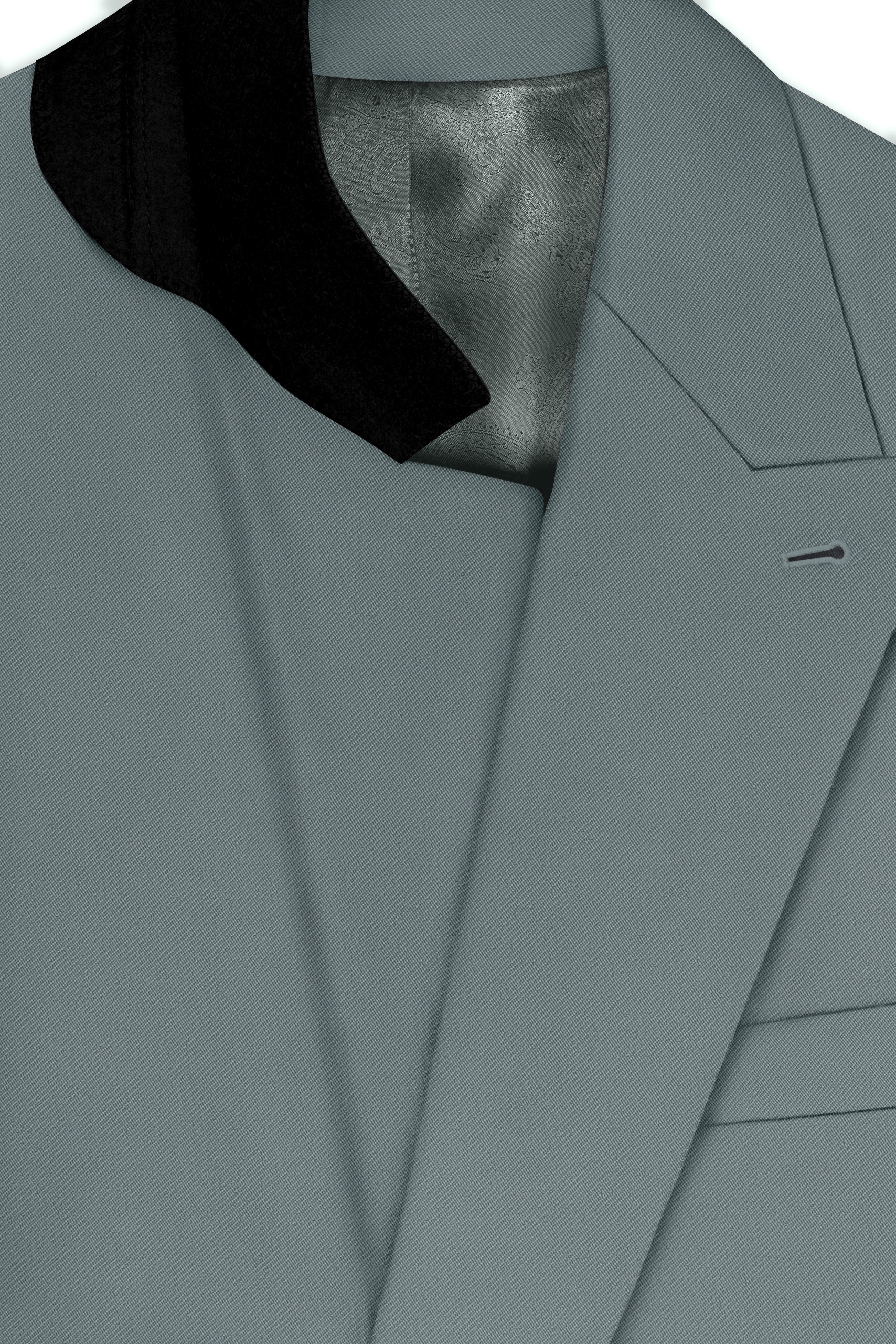 Verdant-Raven Green Wool Rich Slight Stretch Double Breasted Suit