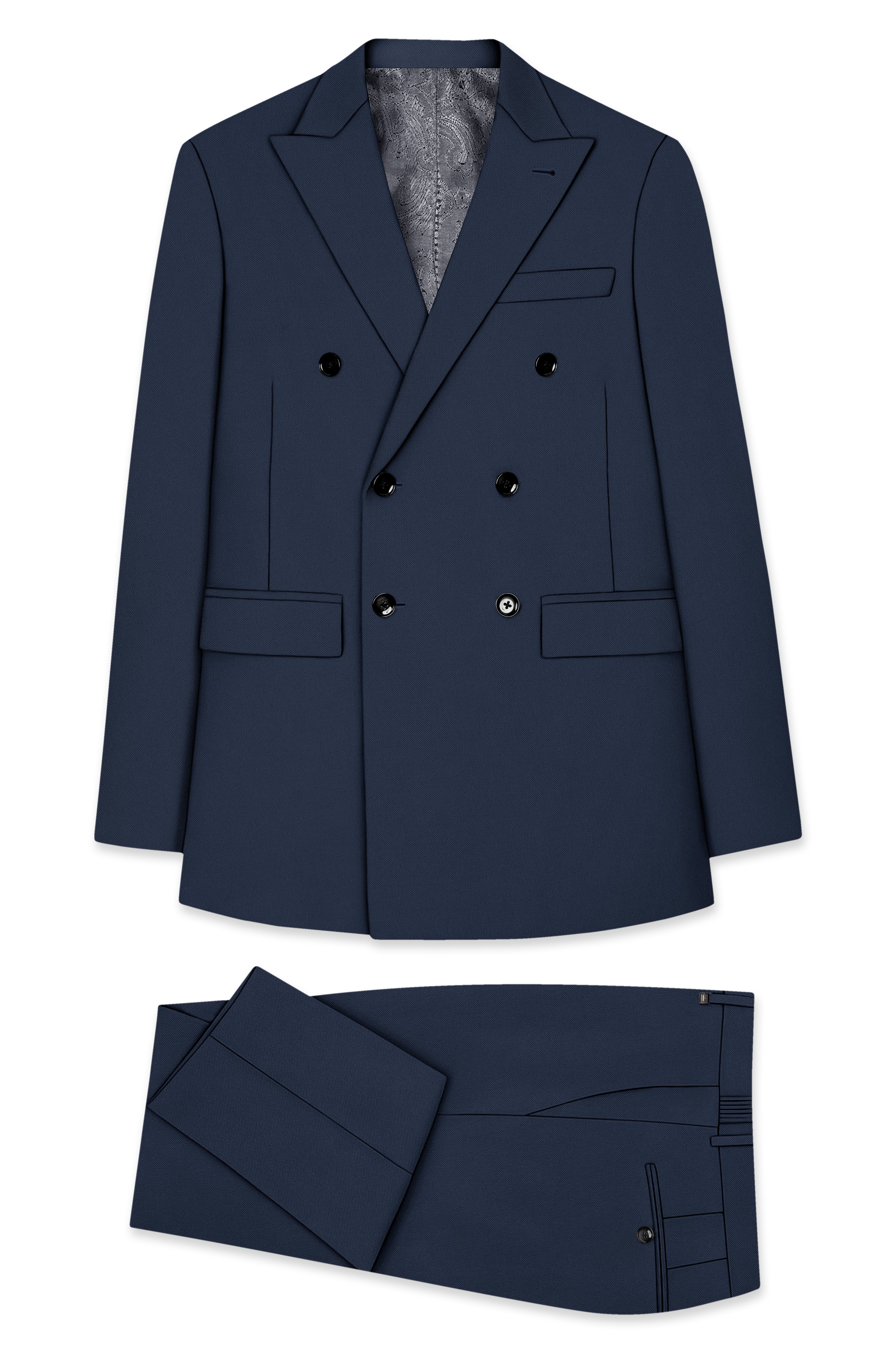 Nautis-Baltic Blue Wool Rich Slight Stretch Double Breasted Suit