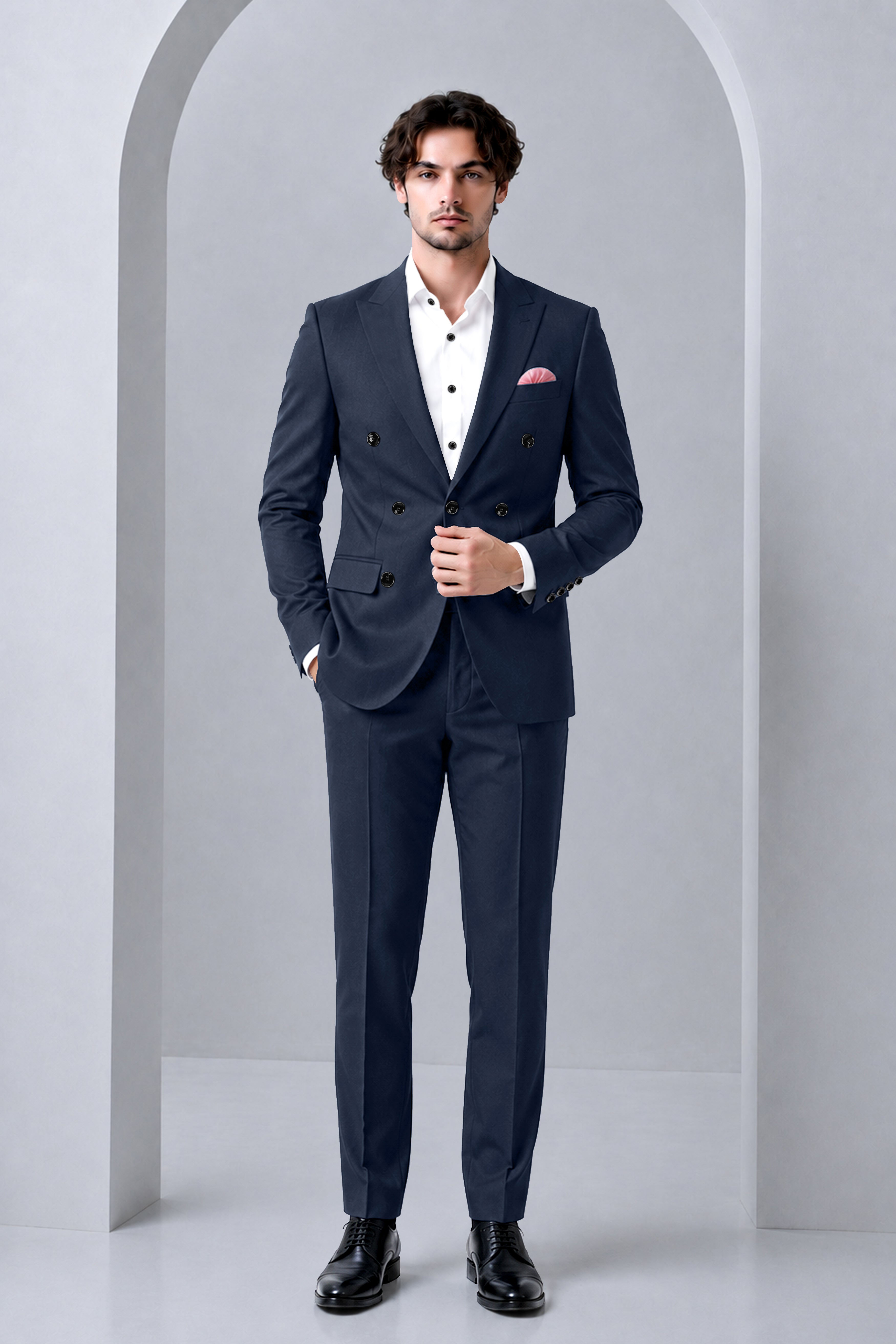 Nautis-Baltic Blue Wool Rich Slight Stretch Double Breasted Suit
