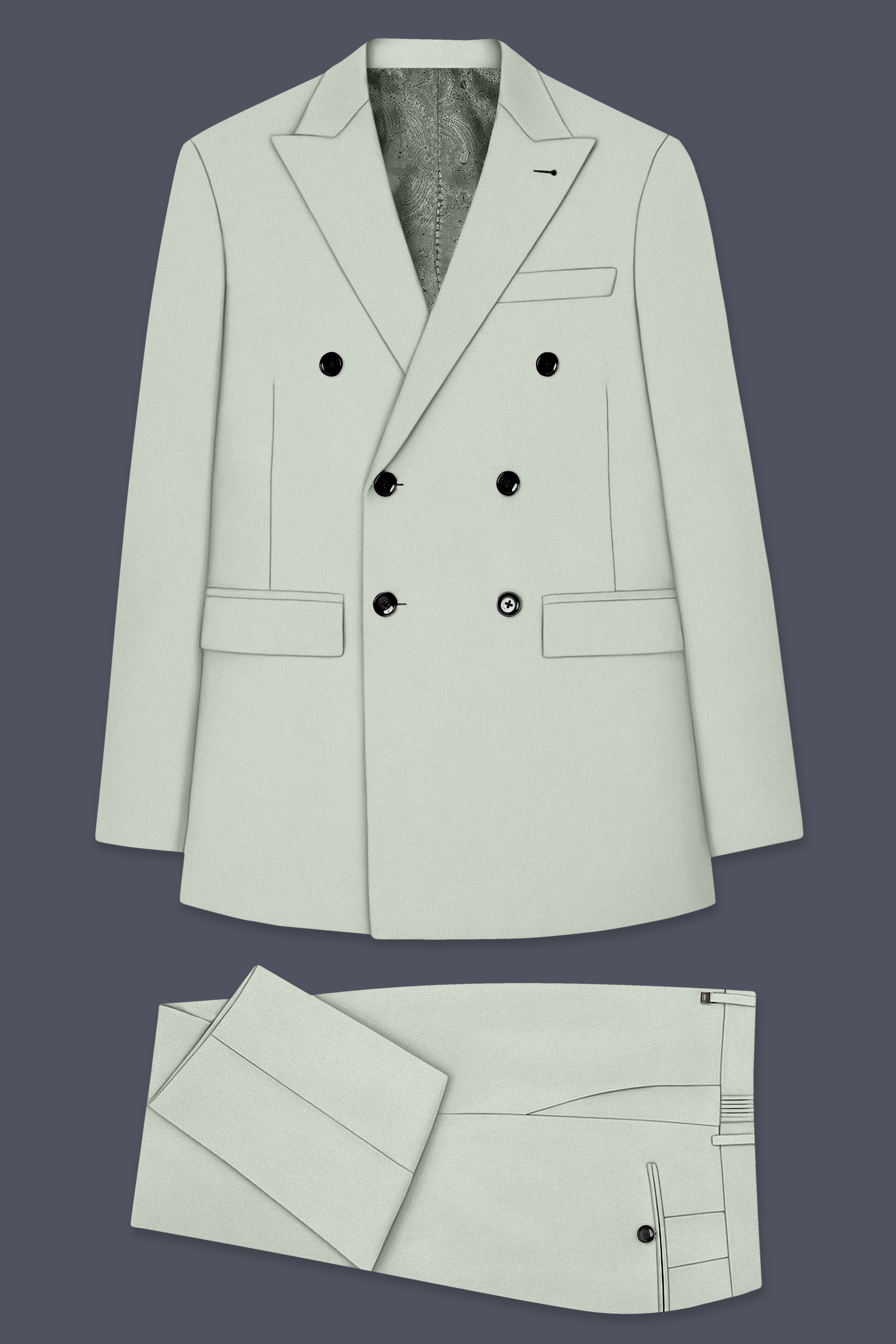 Ascend-Tasman Green Wool Rich Slight Stretch Double Breasted Suit