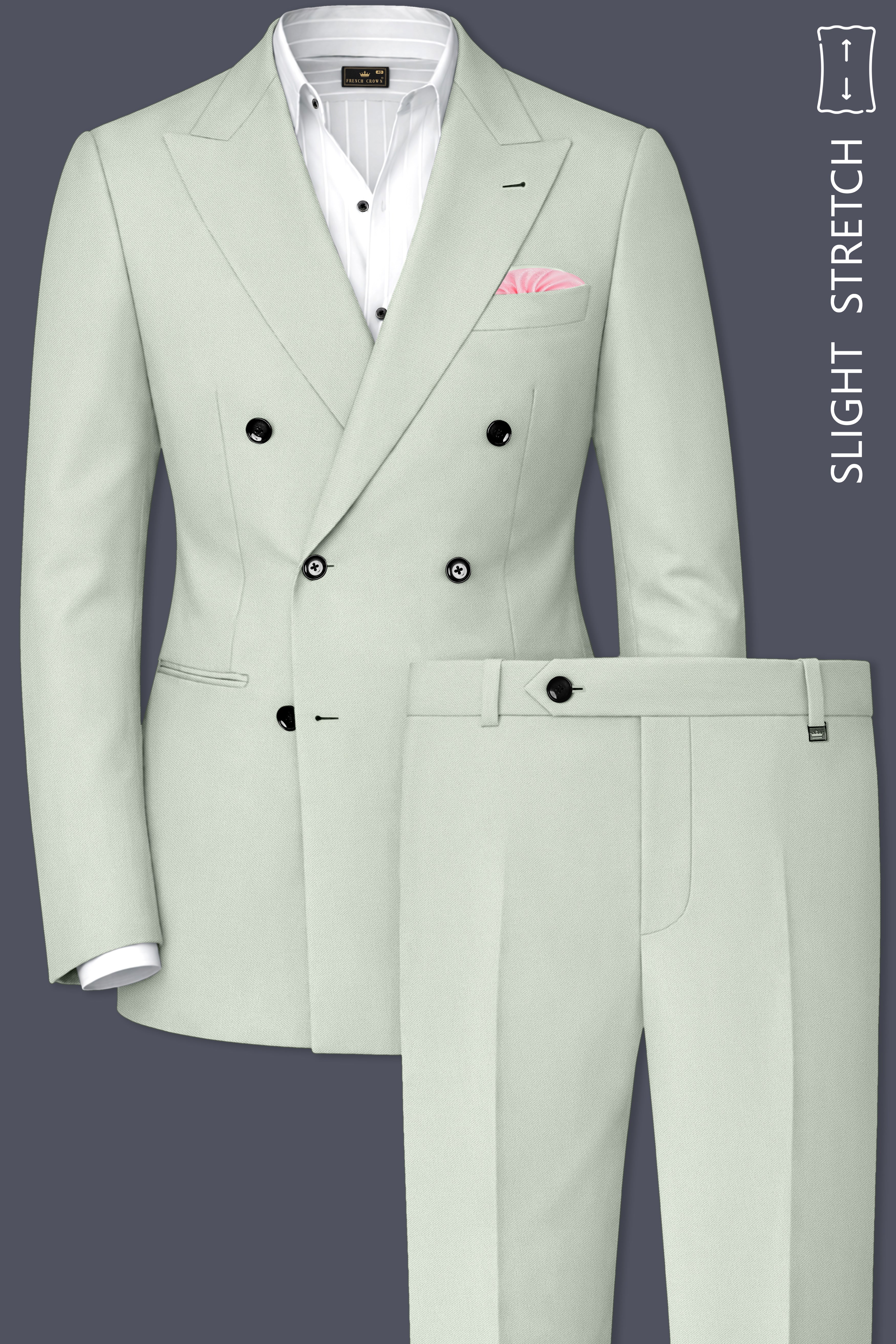 Ascend-Tasman Green Wool Rich Slight Stretch Double Breasted Suit