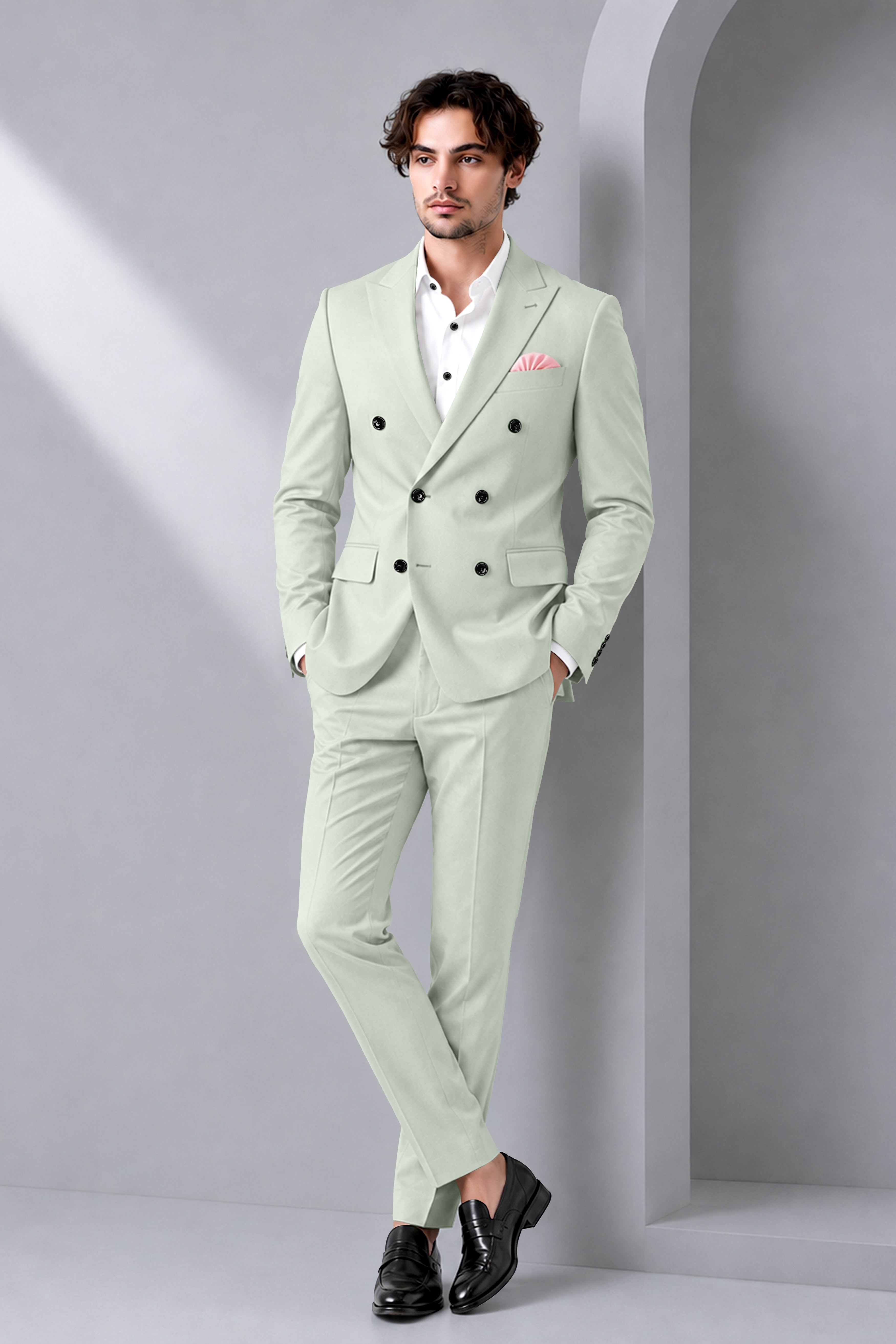 Ascend-Tasman Green Wool Rich Slight Stretch Double Breasted Suit