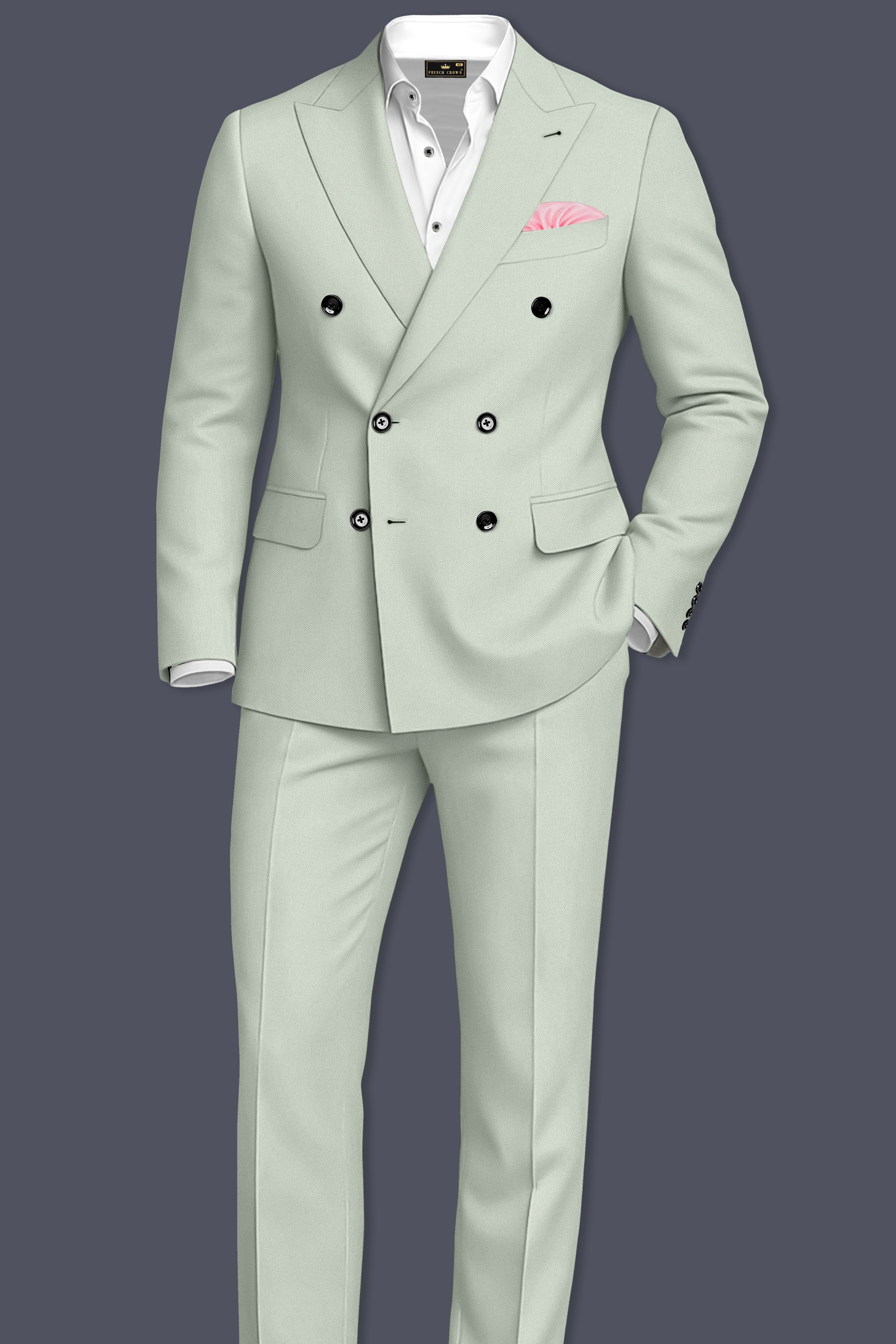 Ascend-Tasman Green Wool Rich Slight Stretch Double Breasted Suit