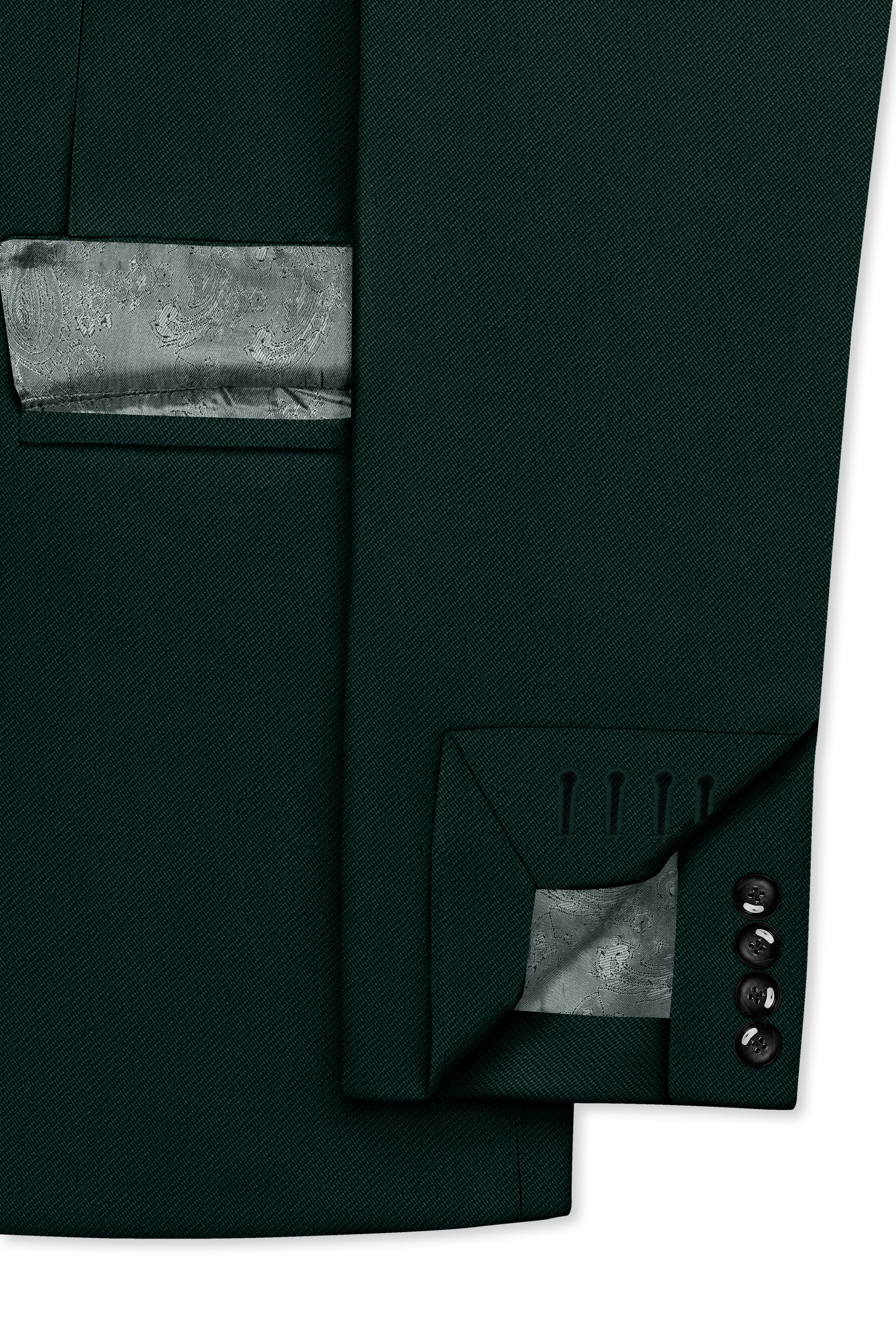 Lustre-Emerald Green Wool Rich Slight Stretch Double Breasted Suit