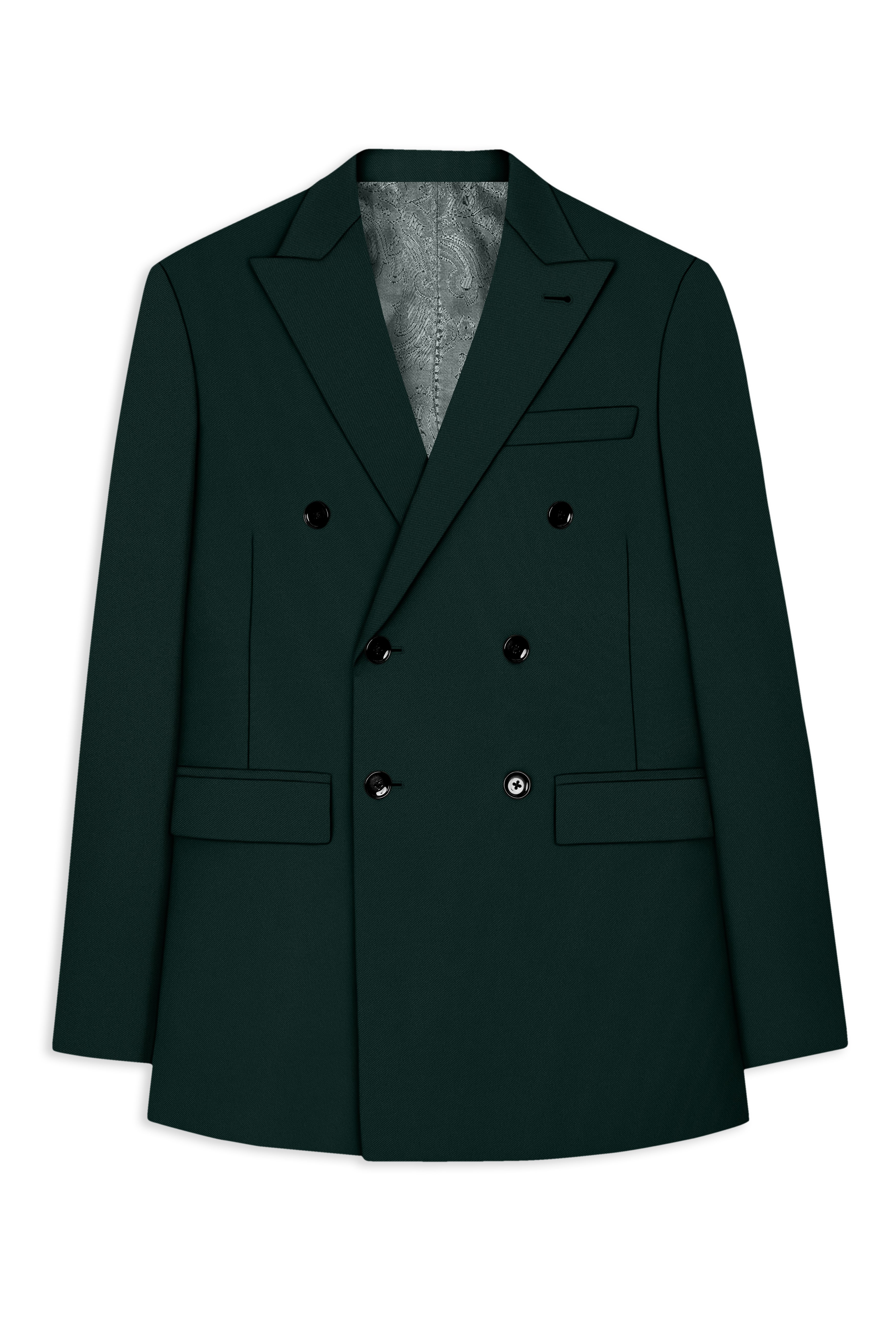 Lustre-Emerald Green Wool Rich Slight Stretch Double Breasted Suit