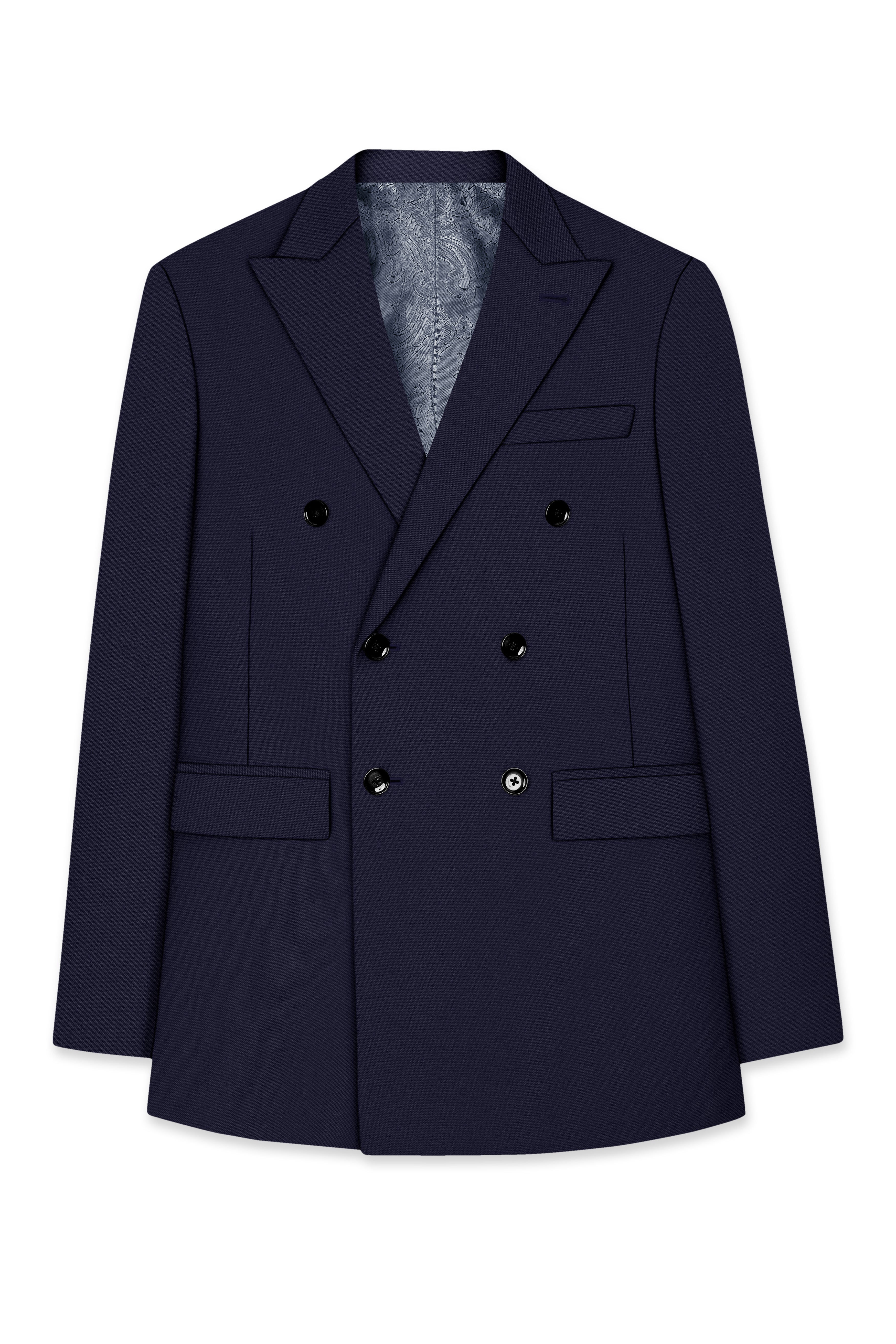 Azure-Baltic Sea Blue Wool Rich Slight Stretch Double Breasted Suit