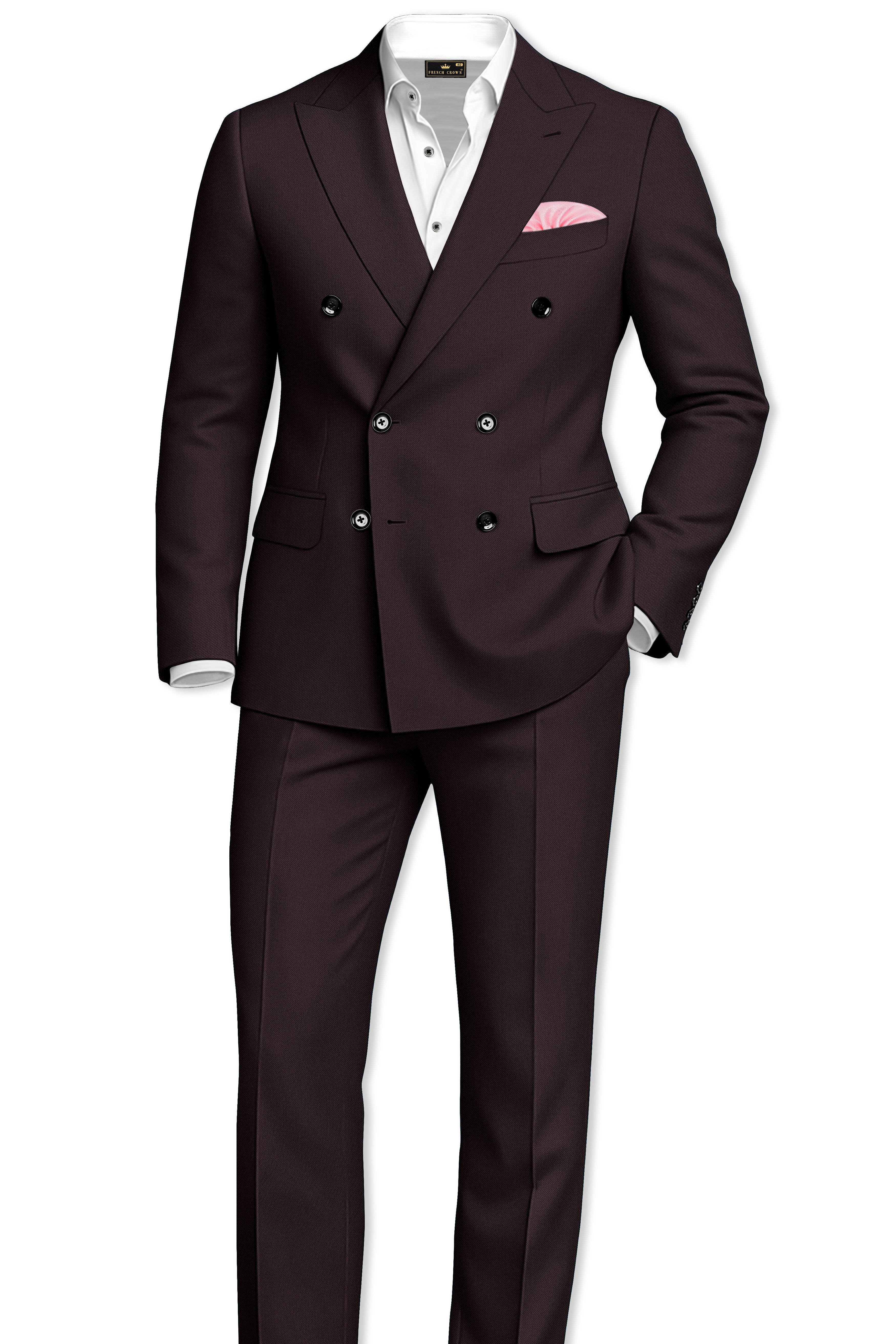 Bristol-Eclipse Brown Wool Rich Slight Stretch Double Breasted Suit