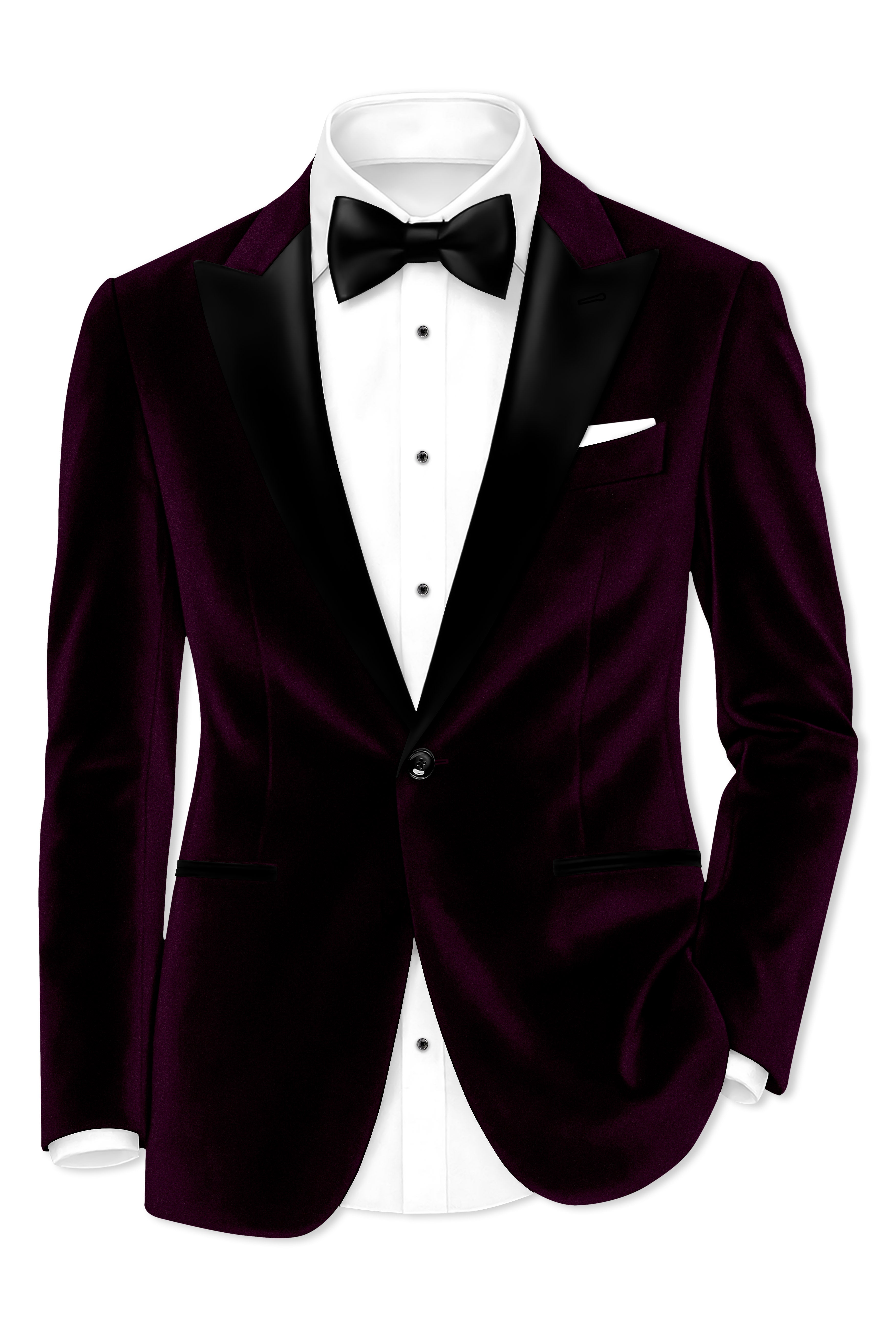 Regalis-Asphalt Purple Velvet Peak Lapel Tuxedo Suit