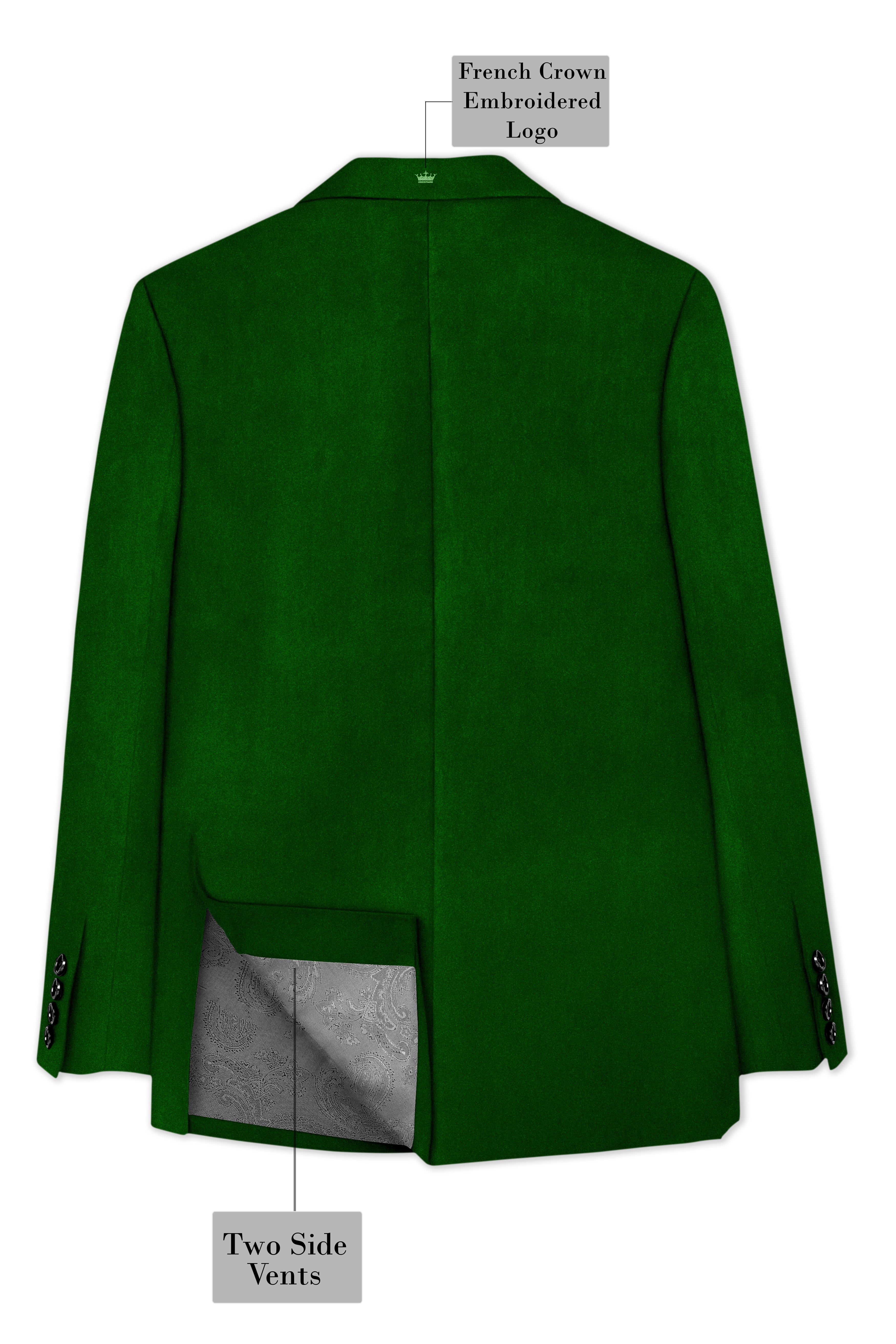 Viridian-Hunter Green Velvet Peak Lapel Tuxedo Suit
