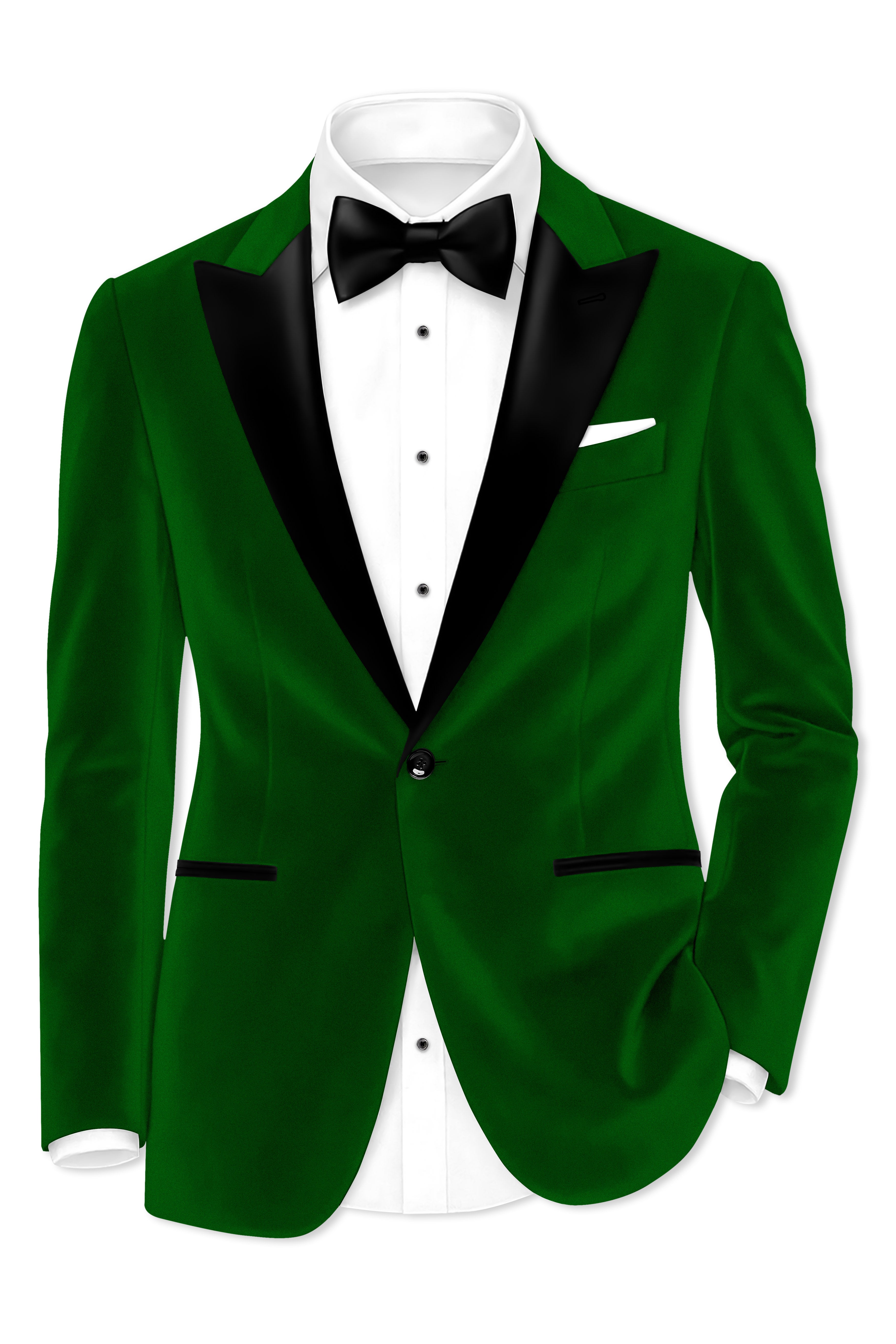 Viridian-Hunter Green Velvet Peak Lapel Tuxedo Suit