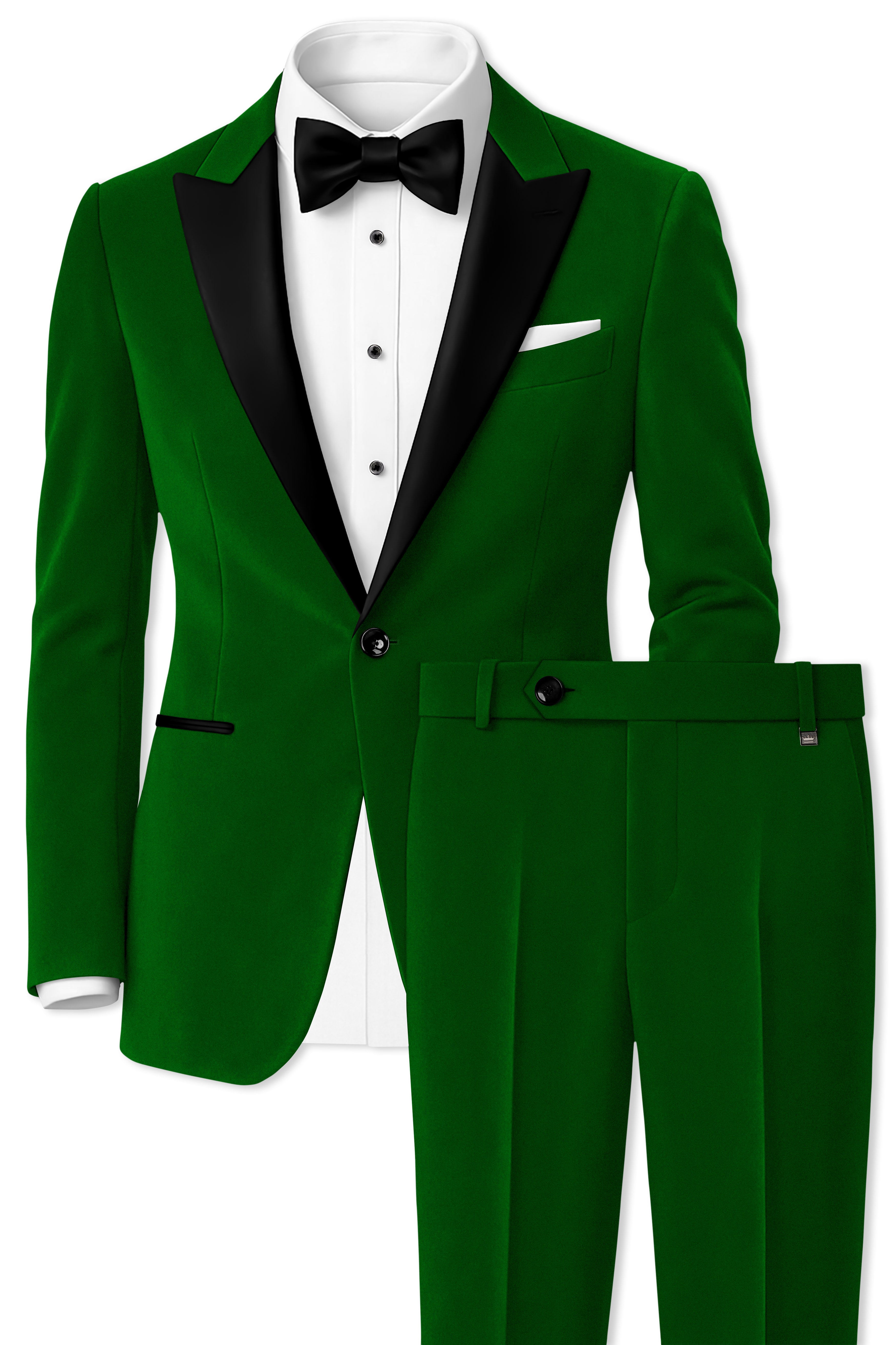 Viridian-Hunter Green Velvet Peak Lapel Tuxedo Suit