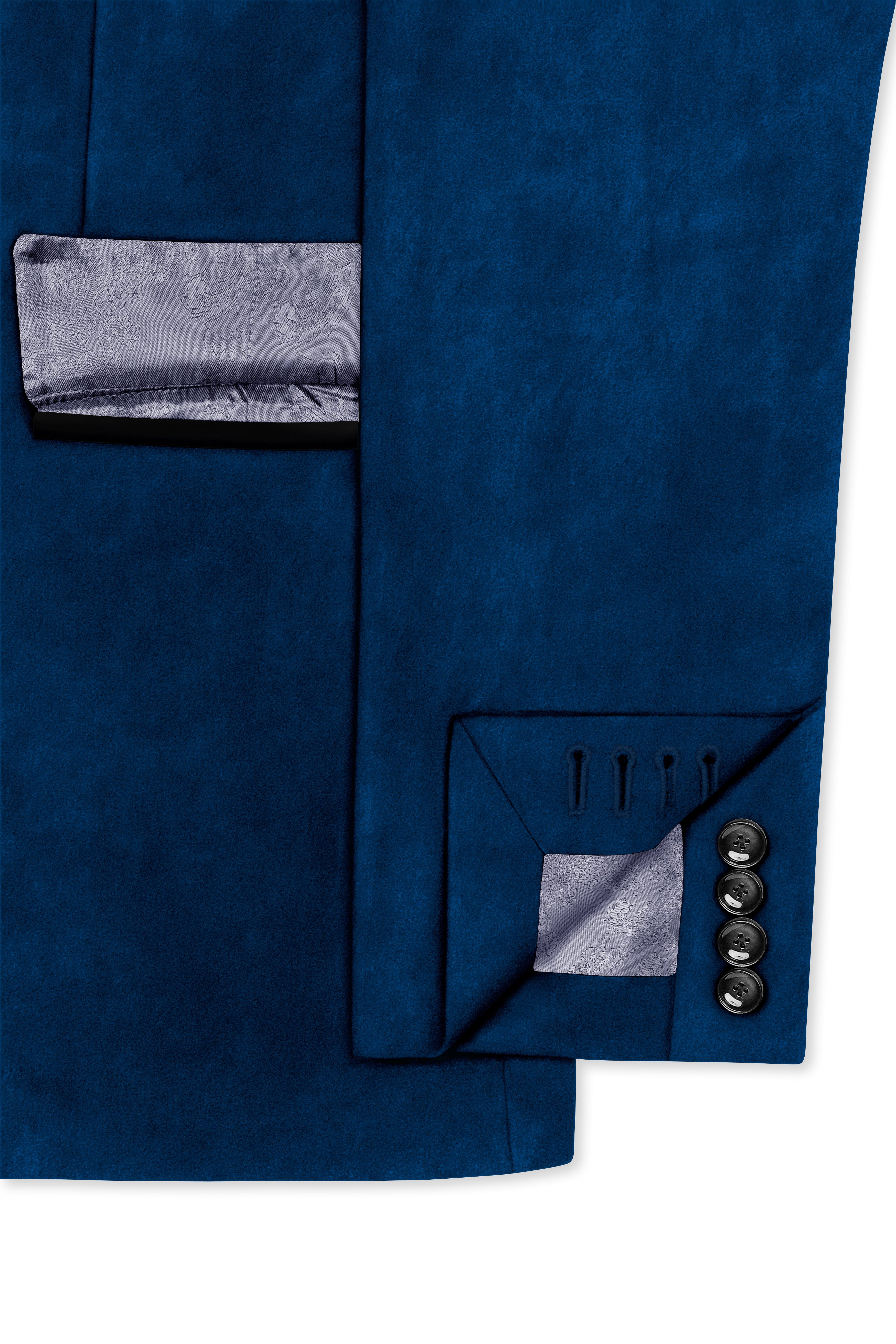 Caspian-Downriver Blue Velvet Peak Lapel Tuxedo Suit