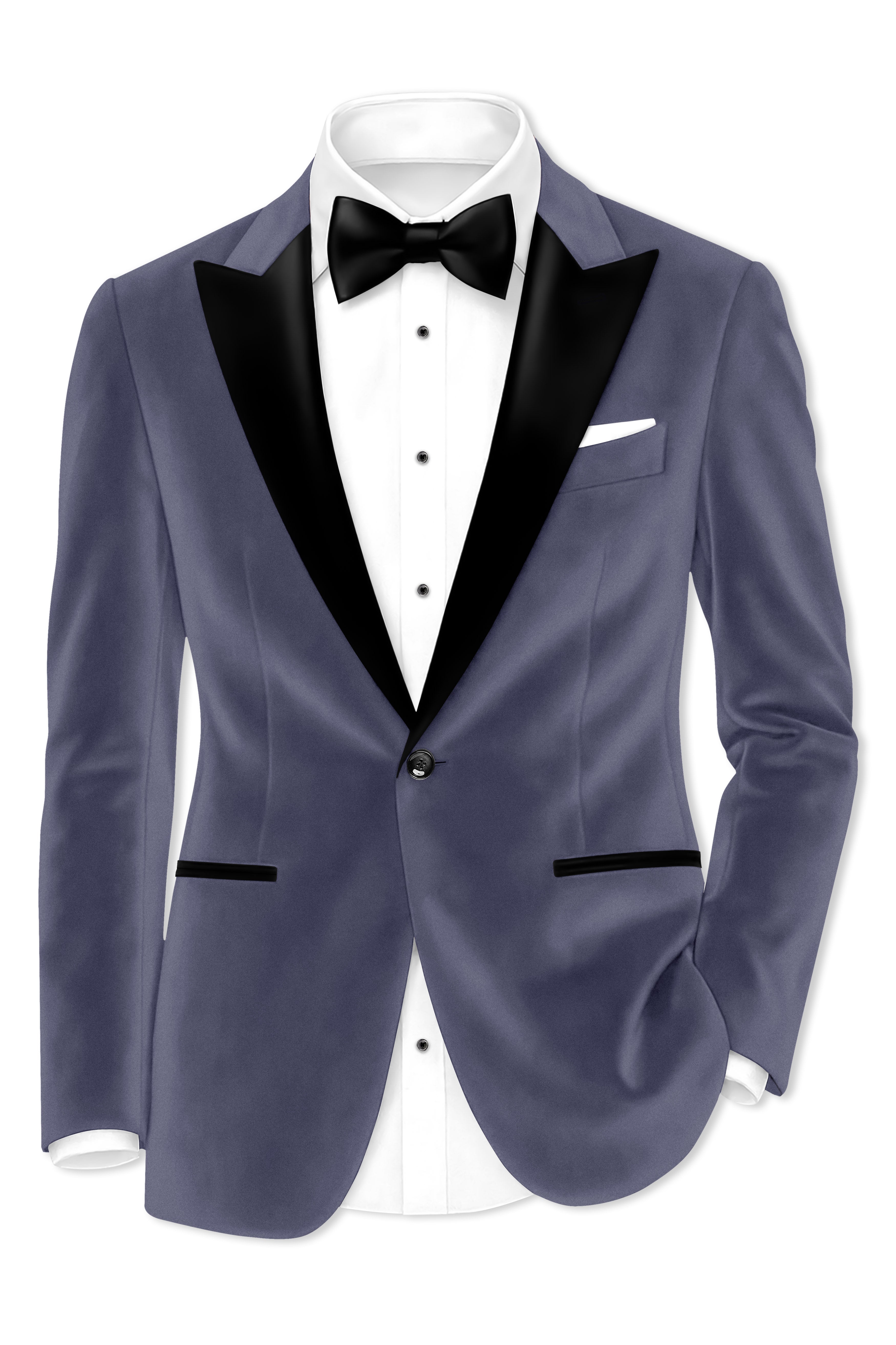Imperium-Gun Powder Gray Velvet Peak Lapel Tuxedo Suit