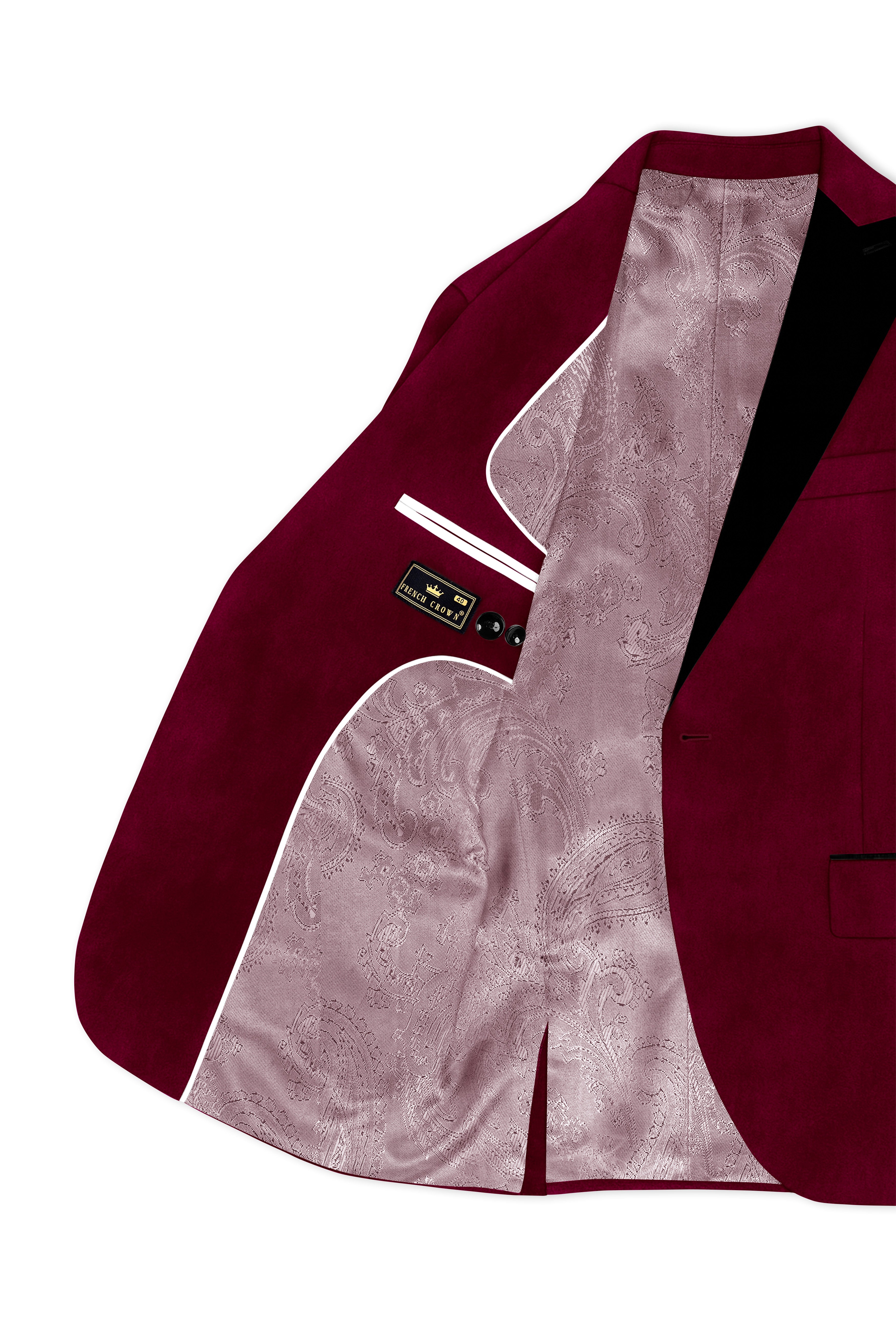 Amour-Scarlet Pink Velvet Peak Lapel Tuxedo Suit