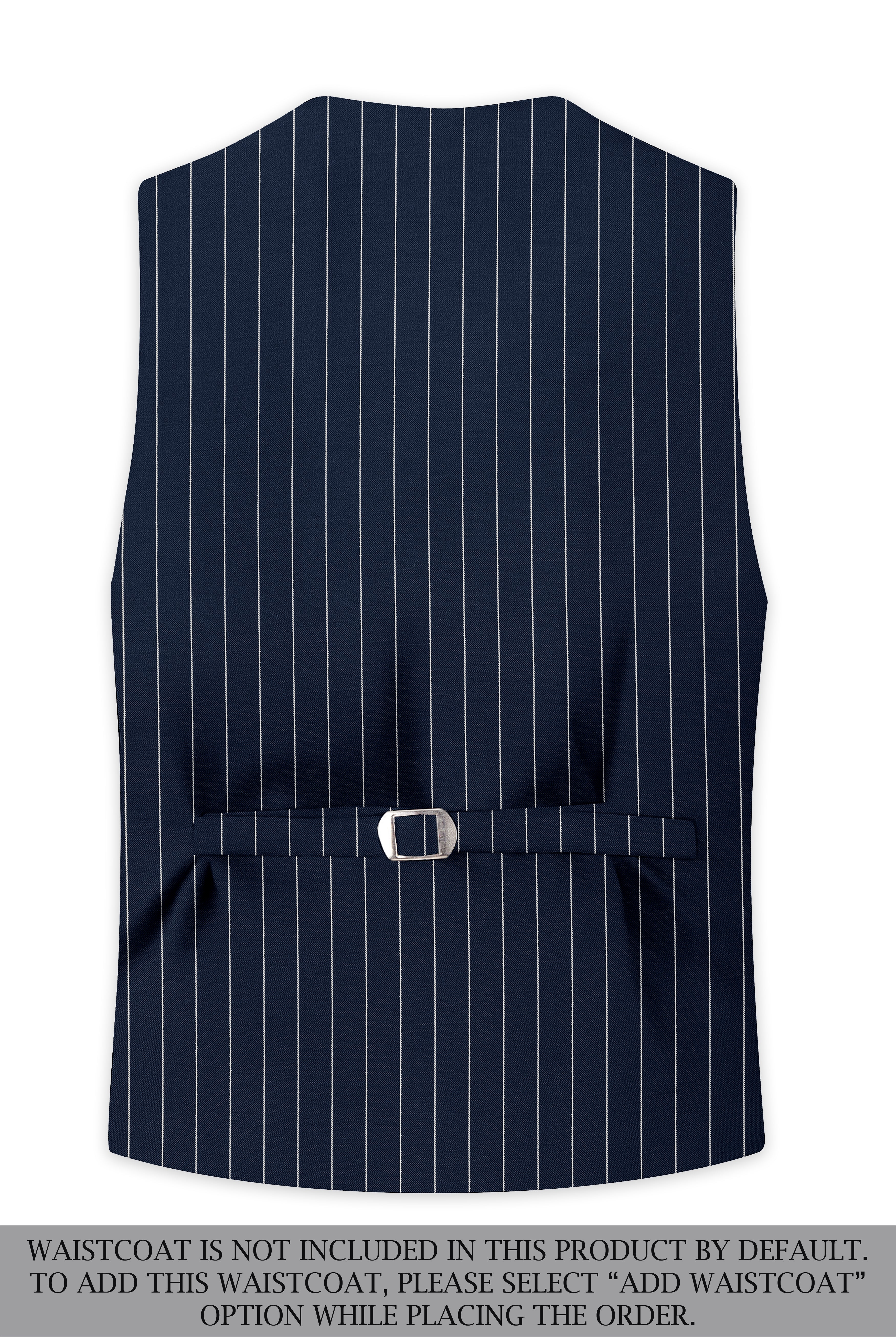 Azureon-Firefly Blue And Bright White Chalk Striped Wool Rich Slight Stretch Single Breasted Suit