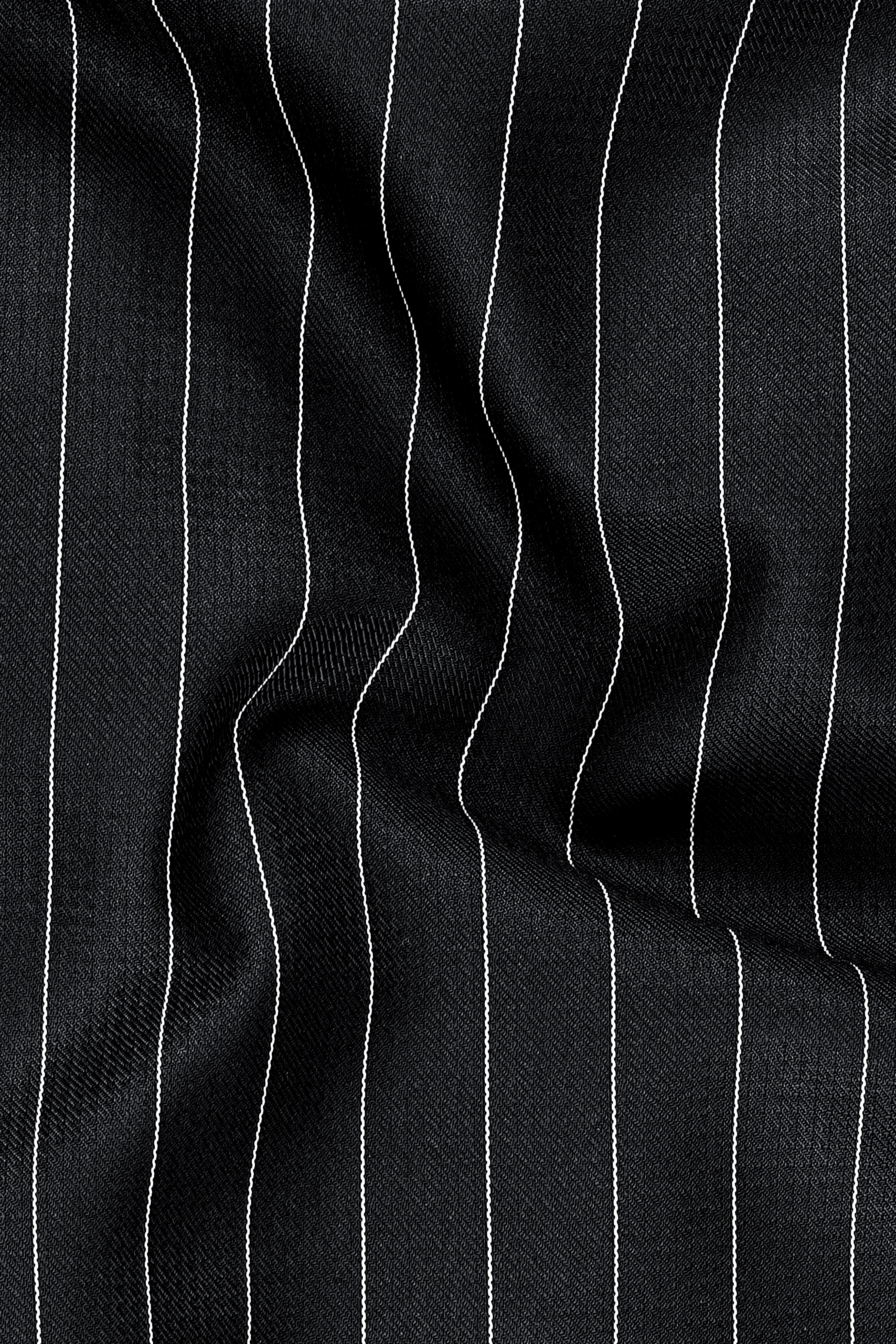 Viceroy-Jade Black And Bright White Chalk Striped Wool Rich Slight Stretch Single Breasted Suit