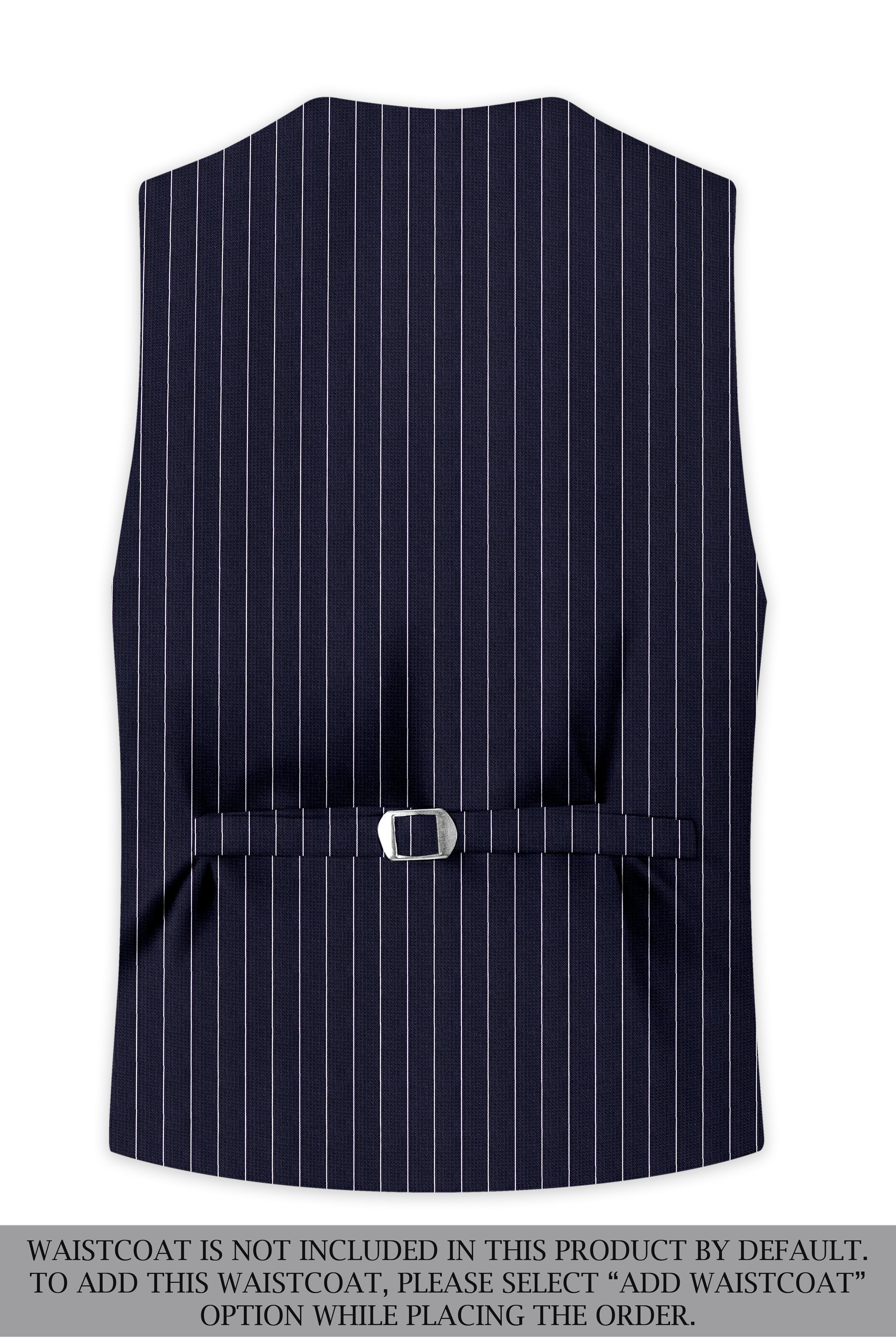 Regent-Ebony Blue And Bright White Chalk Striped Wool Rich Slight Stretch Single Breasted Suit